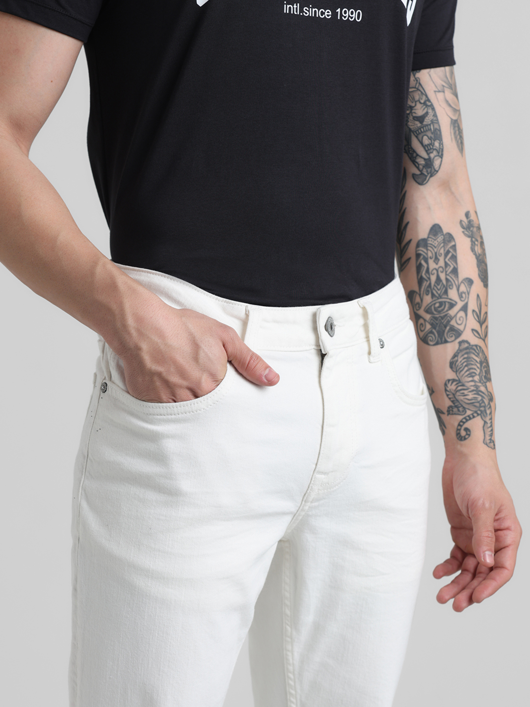 Jack & Jones Men Solid White Jeans