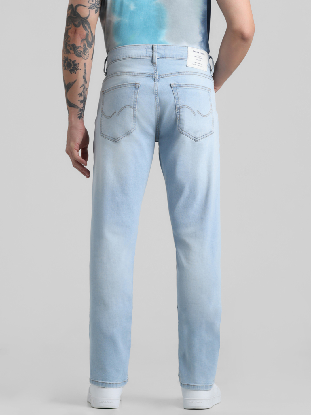 Jack & Jones Men Solid Light Blue Jeans