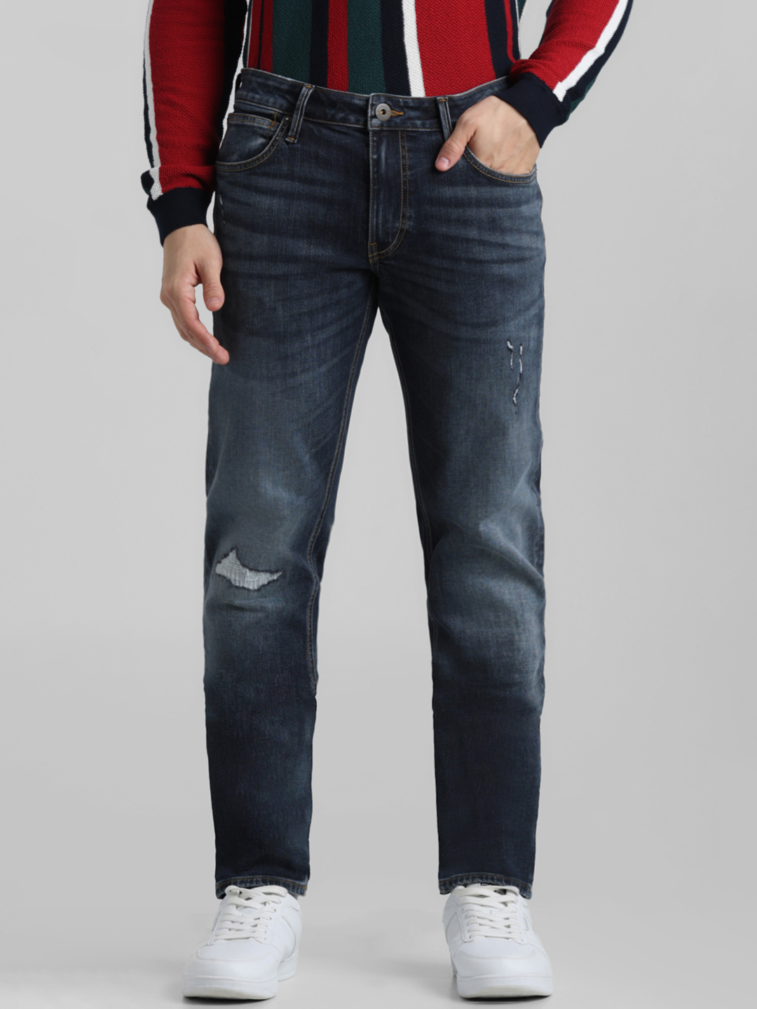 Jack & Jones Men Solid Dark Blue Jeans