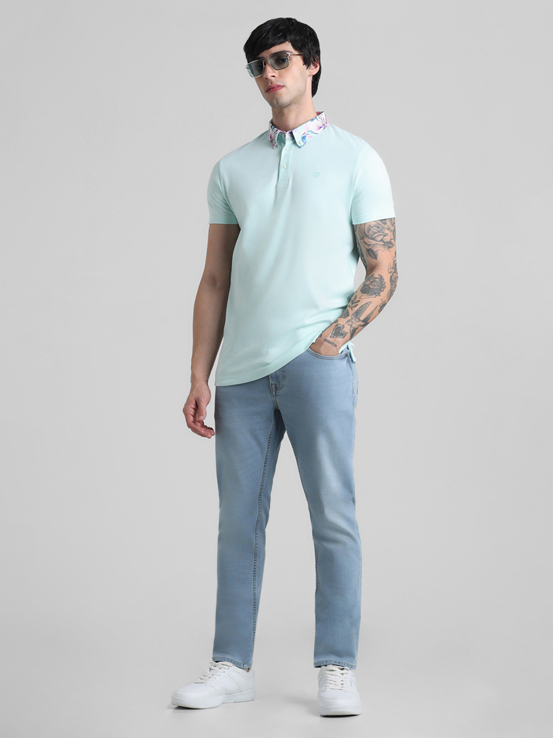 Jack & Jones Men Solid Light Blue Jeans
