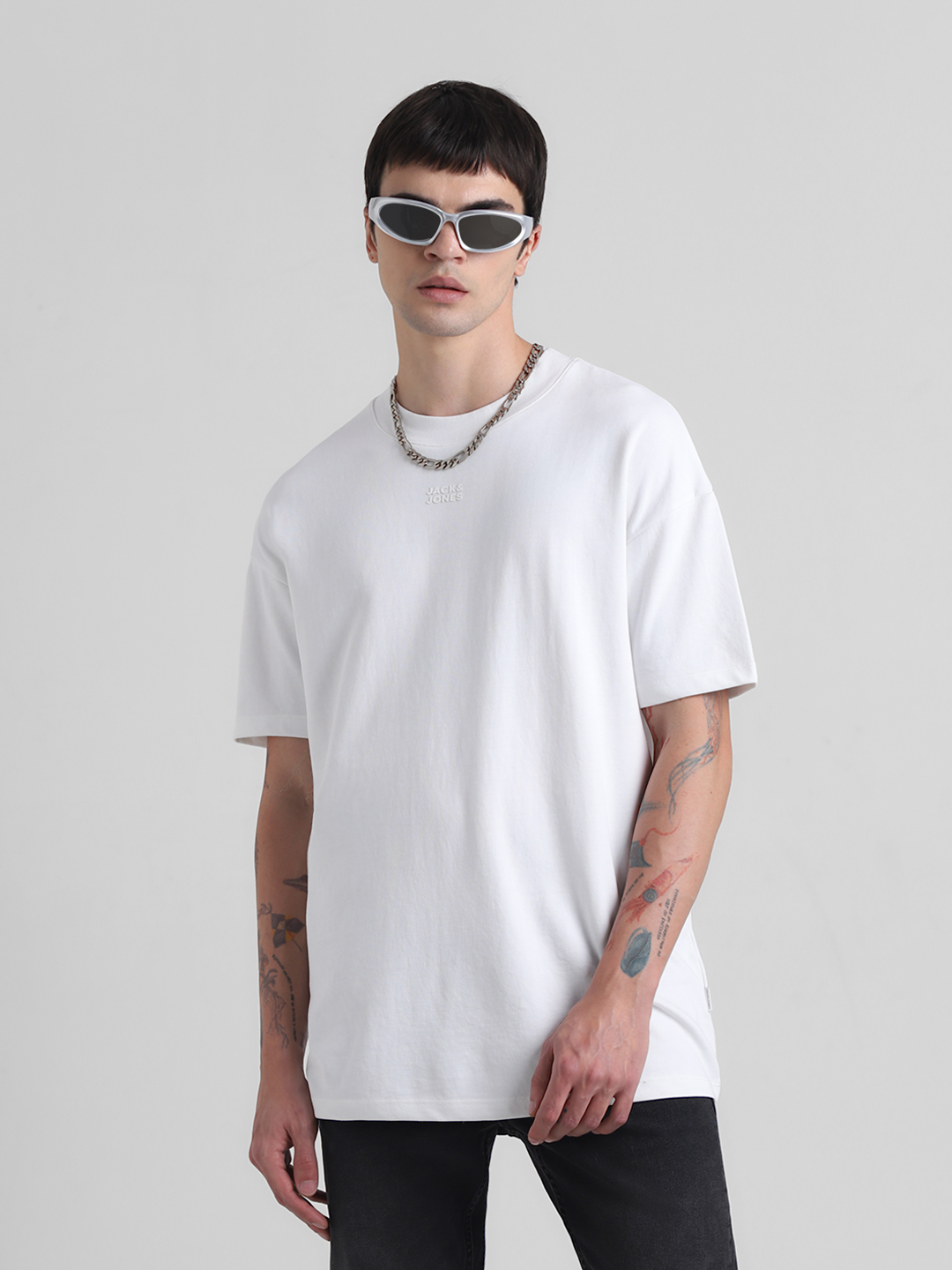 Jack & Jones Men Solid White T-Shirt