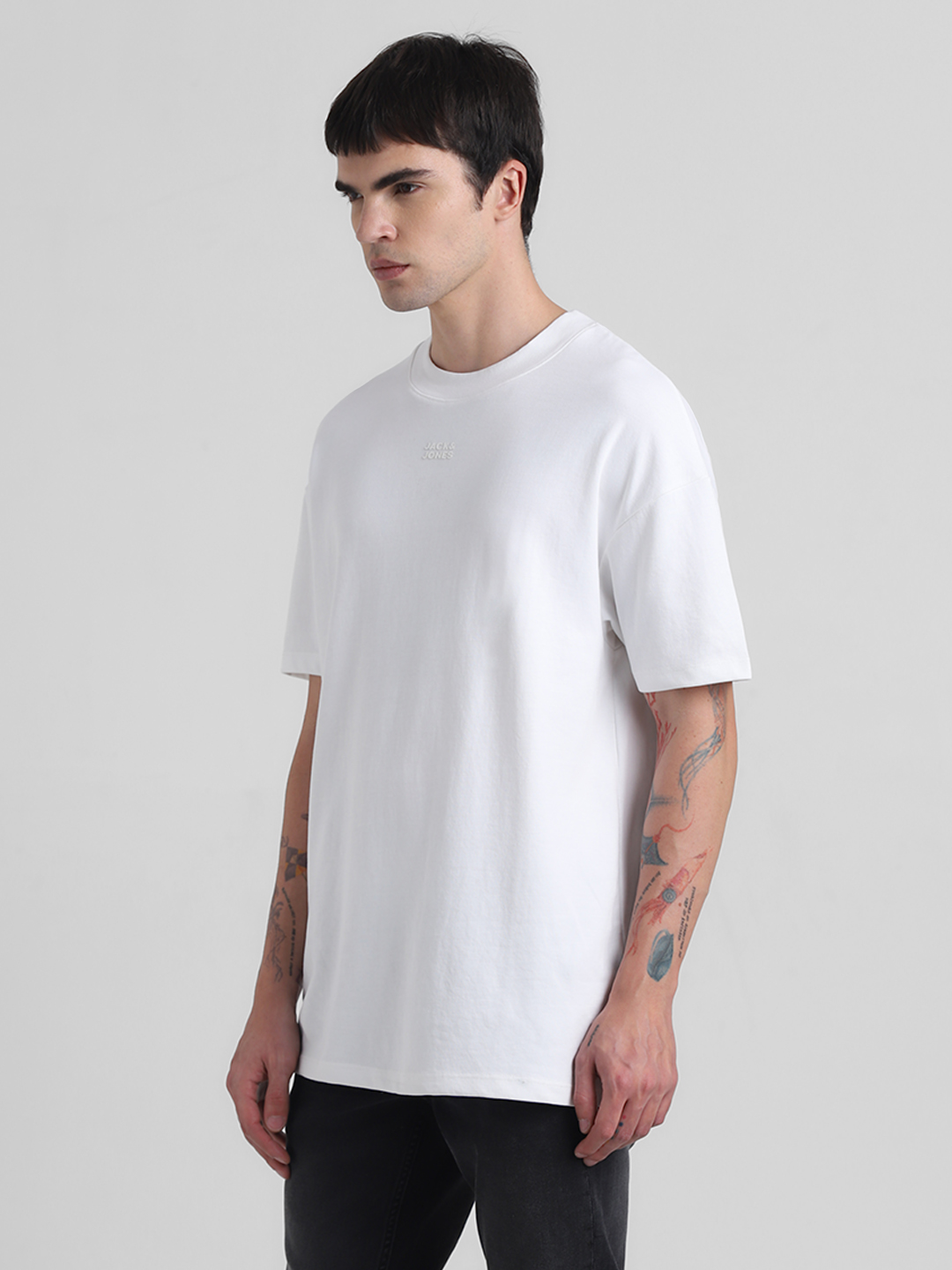 Jack & Jones Men Solid White T-Shirt
