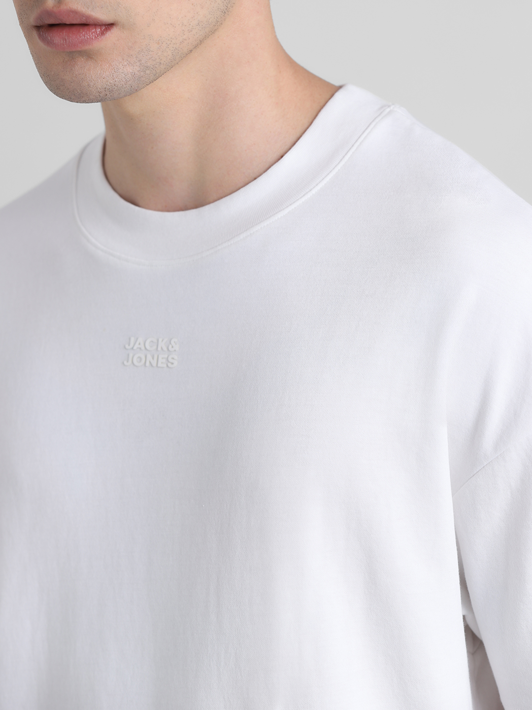 Jack & Jones Men Solid White T-Shirt
