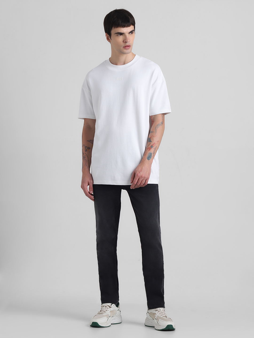 Jack & Jones Men Solid White T-Shirt