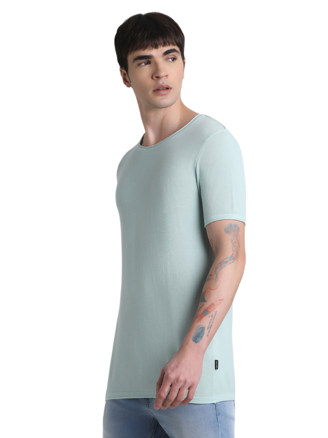 Jack & Jones Men's Short Sleeve Regular Fit Blue Round Neck T-Shirt