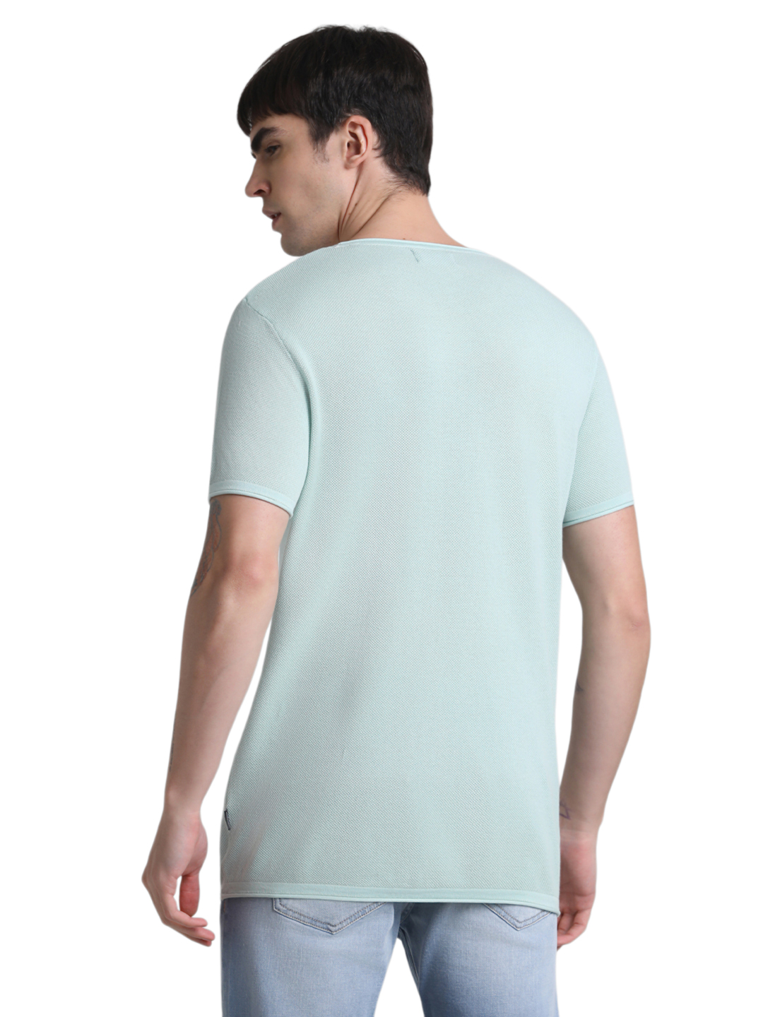 Jack & Jones Men's Short Sleeve Regular Fit Blue Round Neck T-Shirt
