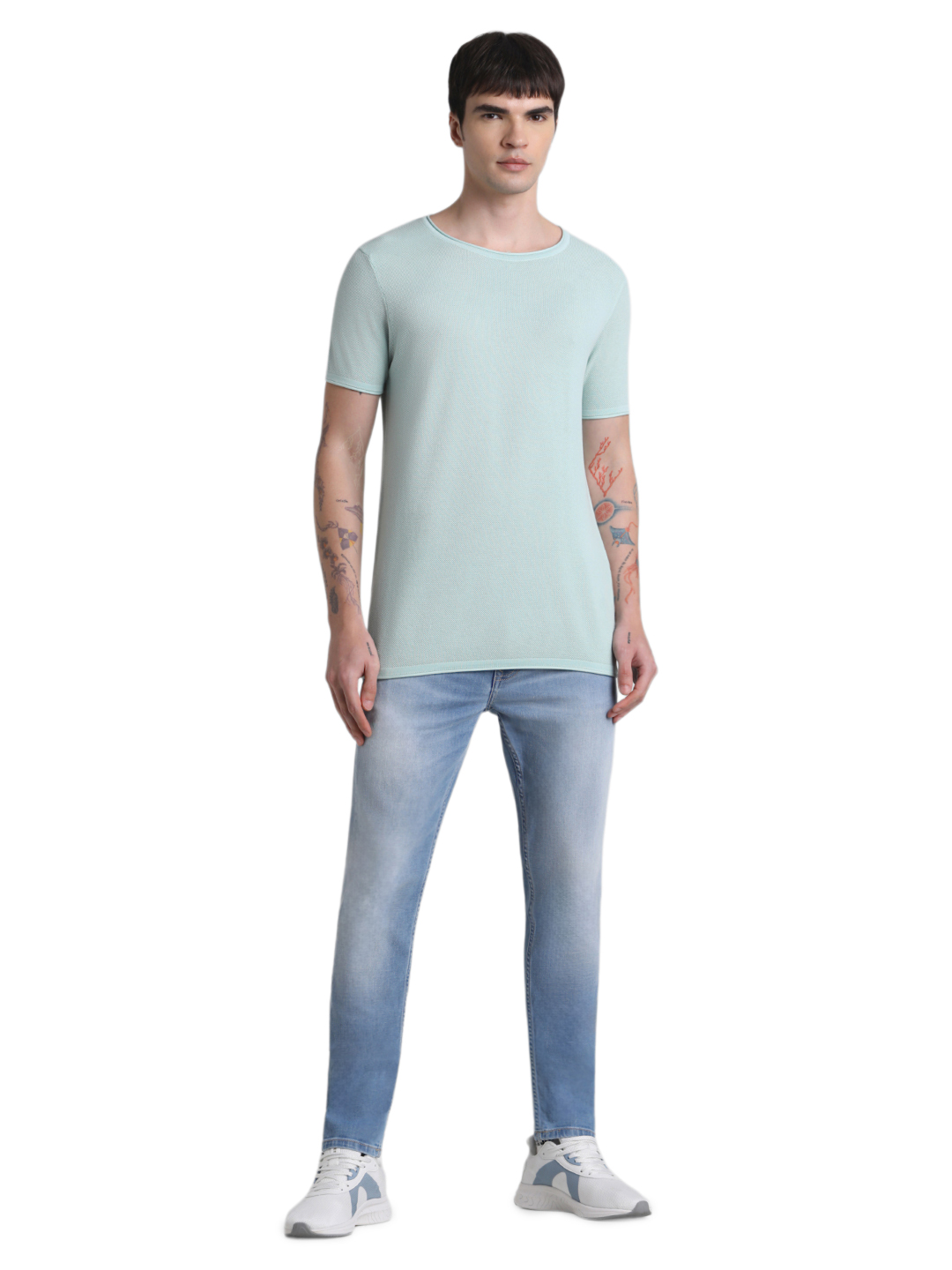 Jack & Jones Men's Short Sleeve Regular Fit Blue Round Neck T-Shirt