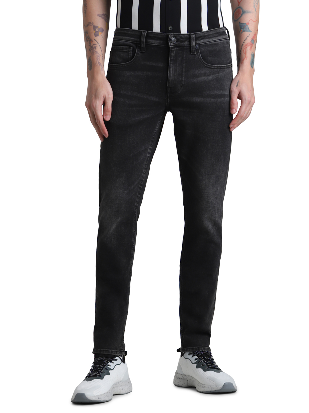 Jack & Jones Men's Regular Fit Solid Black Jeans