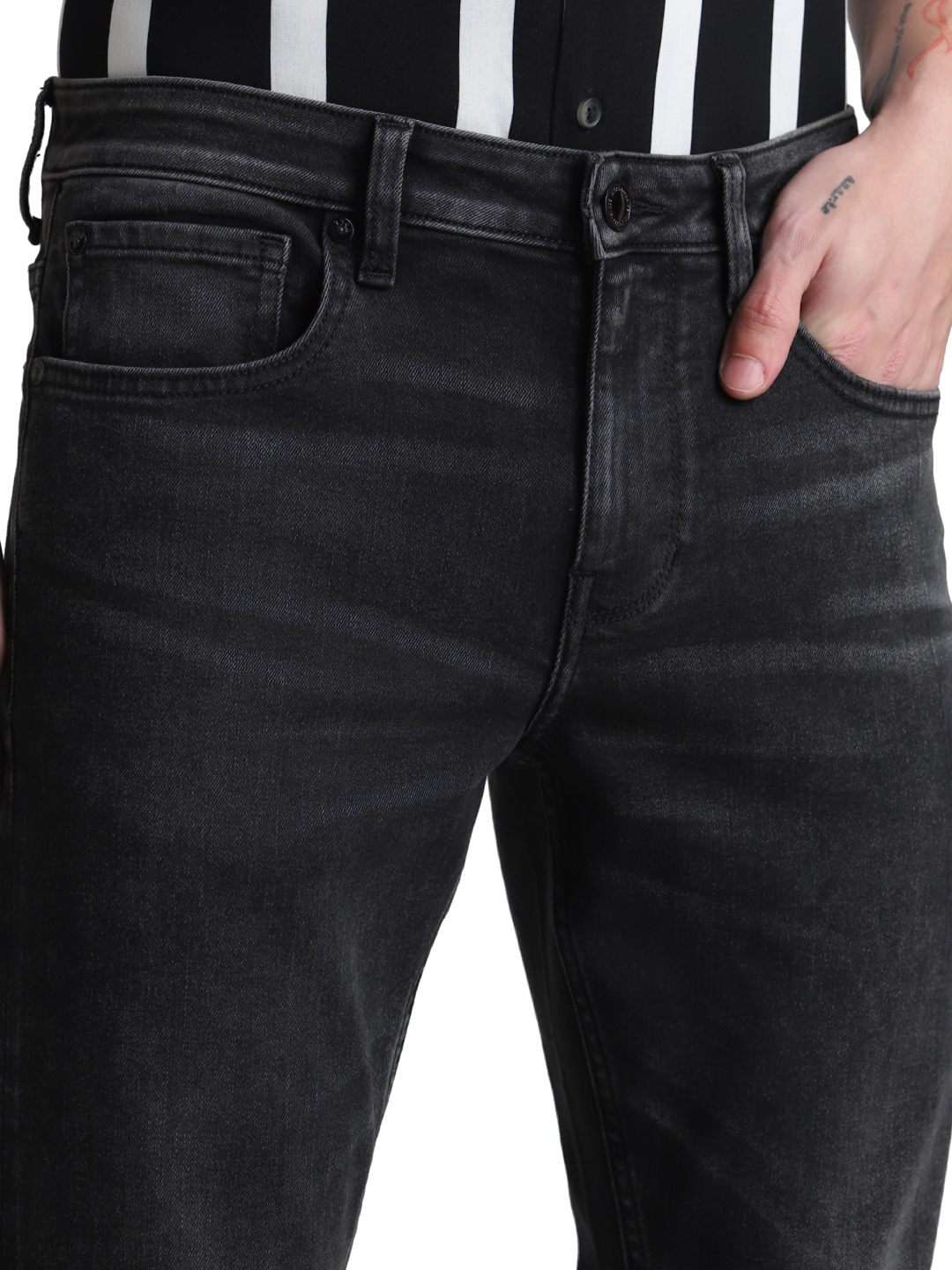 Jack & Jones Men's Regular Fit Solid Black Jeans