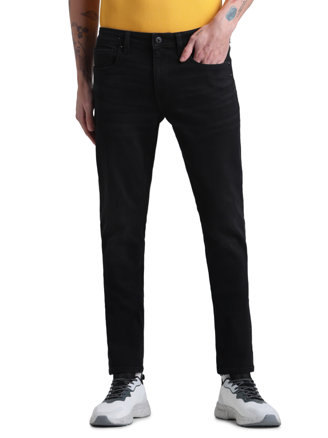 Jack & Jones Men's Regular Fit Solid Black Jeans