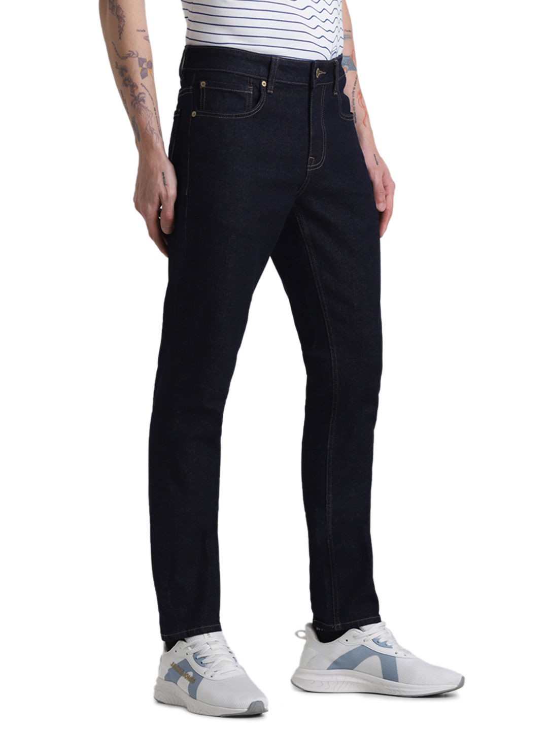 Jack & Jones Men Solid Dark Blue Jeans