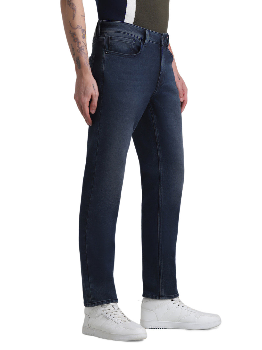 Jack & Jones Men Solid Dark Blue Jeans