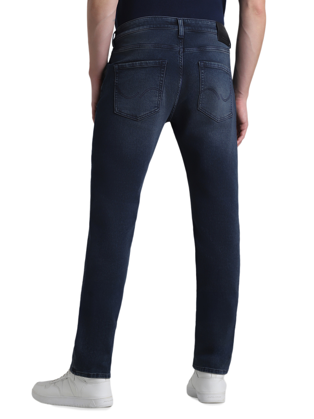 Jack & Jones Men's Regular Fit Solid Dark Blue Jeans