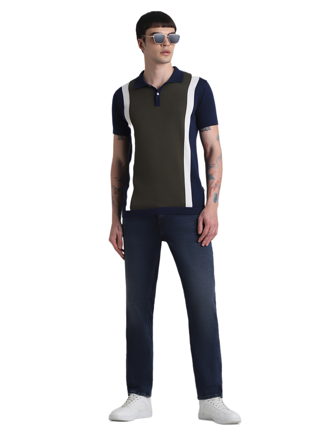 Jack & Jones Men's Regular Fit Solid Dark Blue Jeans