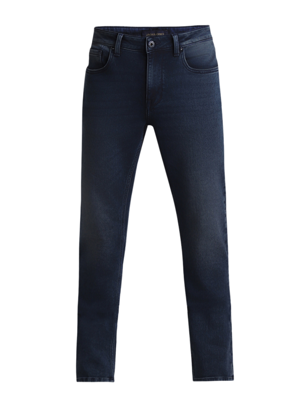 Jack & Jones Men's Regular Fit Solid Dark Blue Jeans