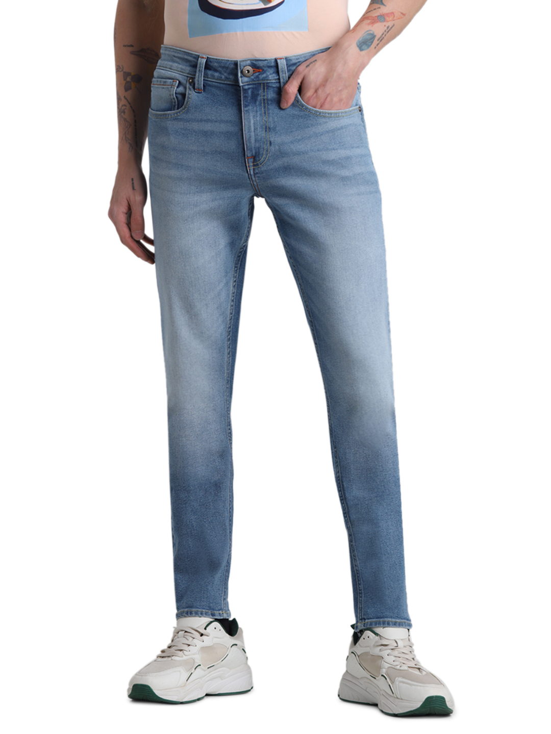 Jack & Jones Men Solid Light Blue Jeans