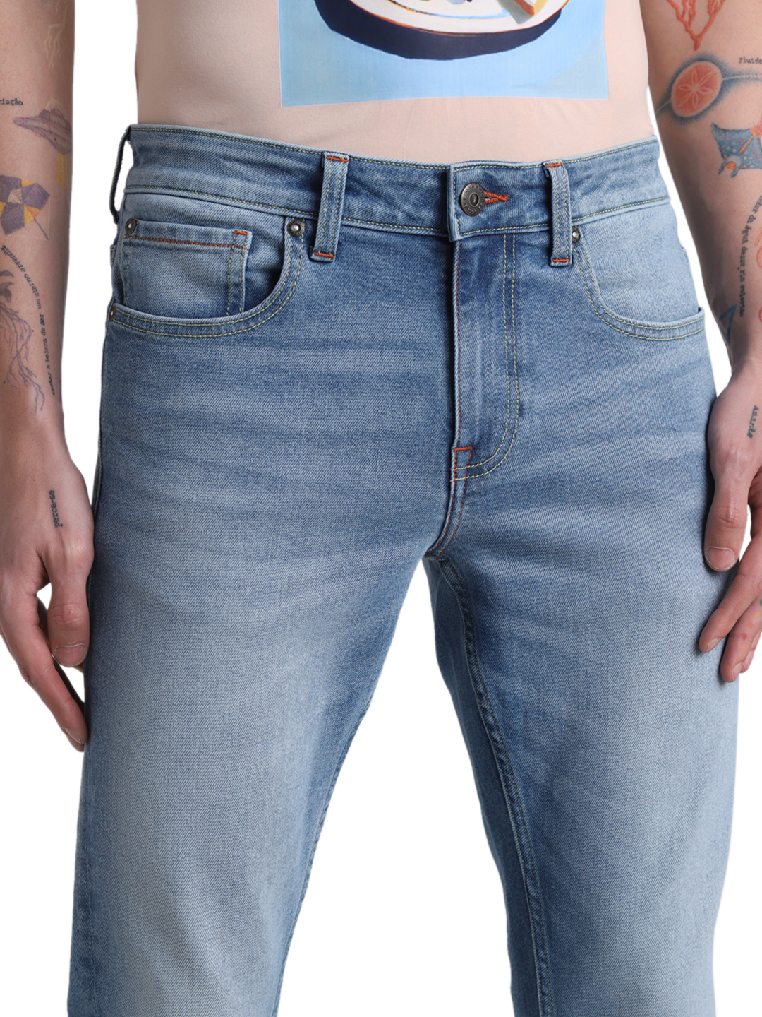 Jack & Jones Men Solid Light Blue Jeans