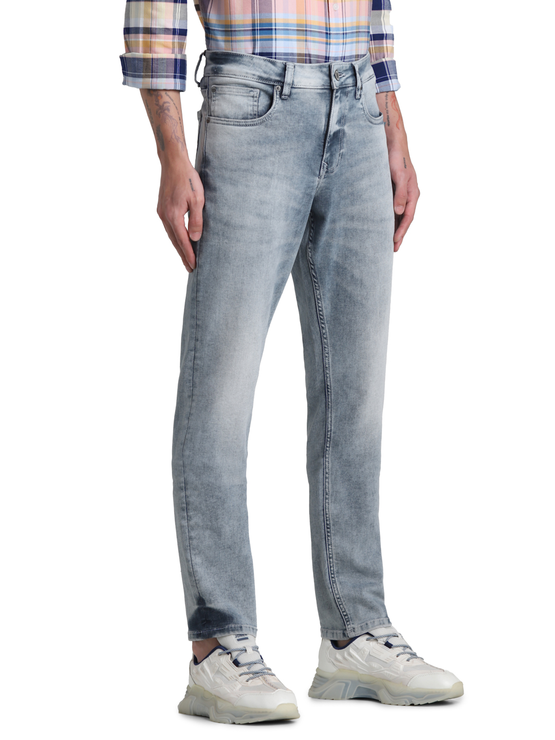 Jack & Jones Men Solid Grey Jeans