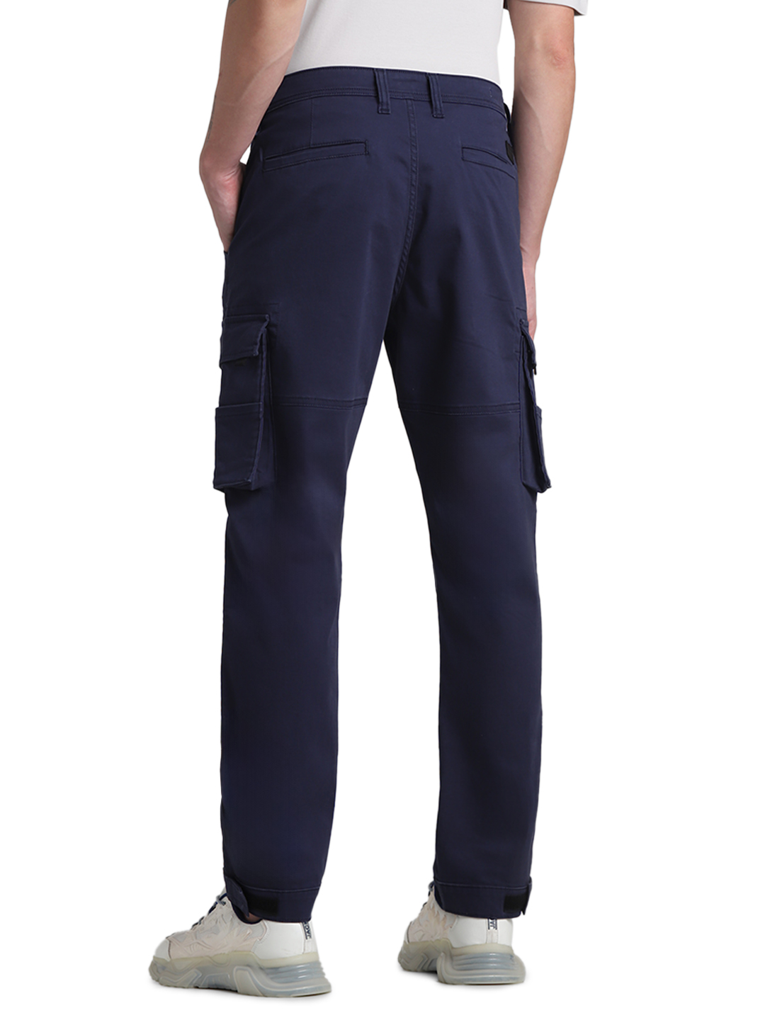 Jack & Jones Men's Regular Fit Solid Dark Blue Cargo Pants