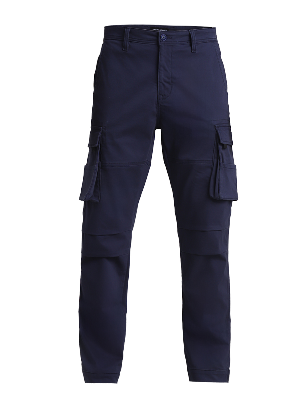 Jack & Jones Men's Regular Fit Solid Dark Blue Cargo Pants