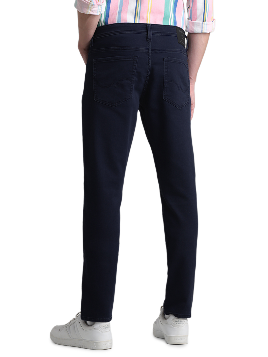 Jack & Jones Men's Straight Fit Solid Dark Blue Pant