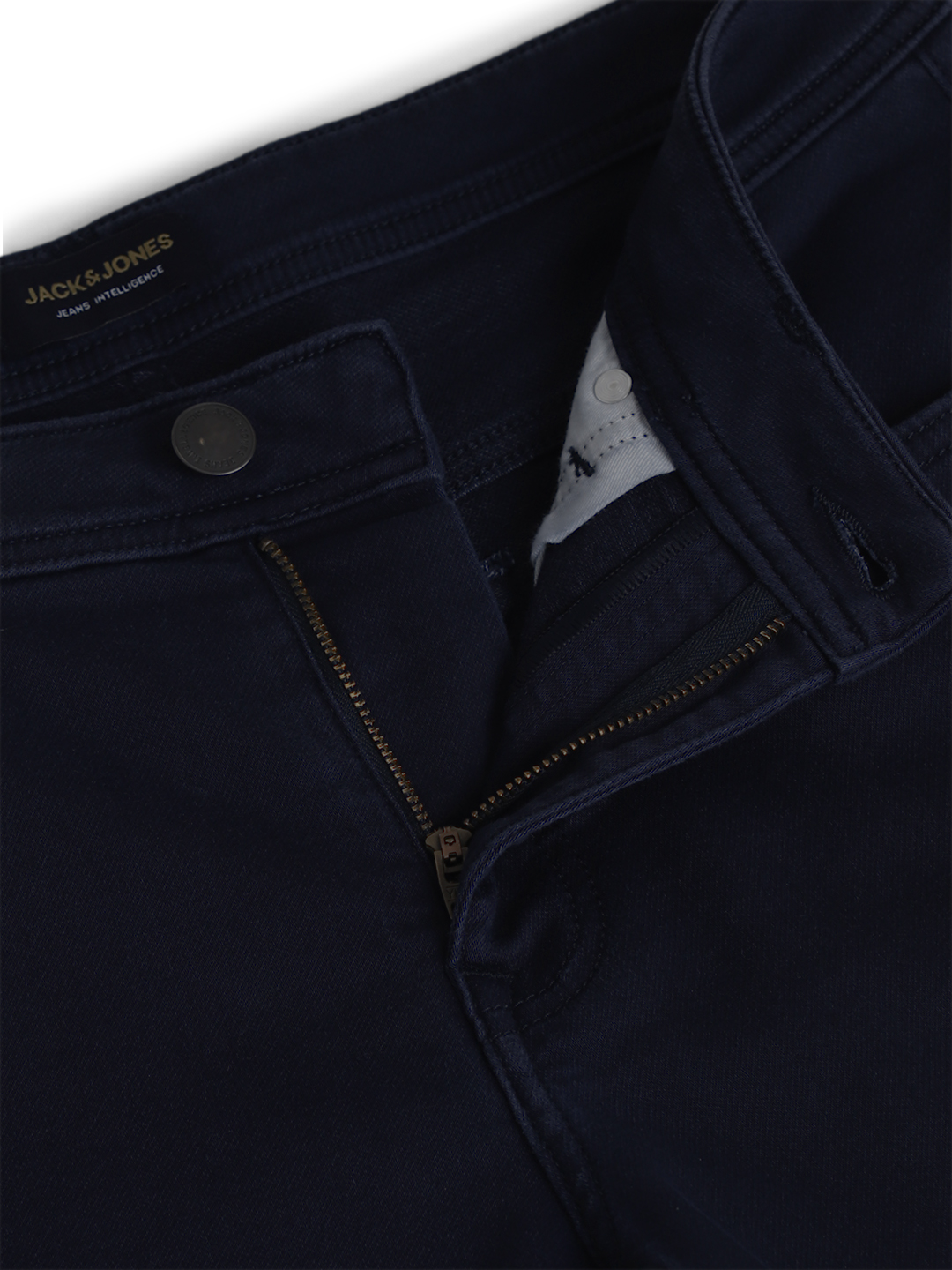 Jack & Jones Men's Straight Fit Solid Dark Blue Pant