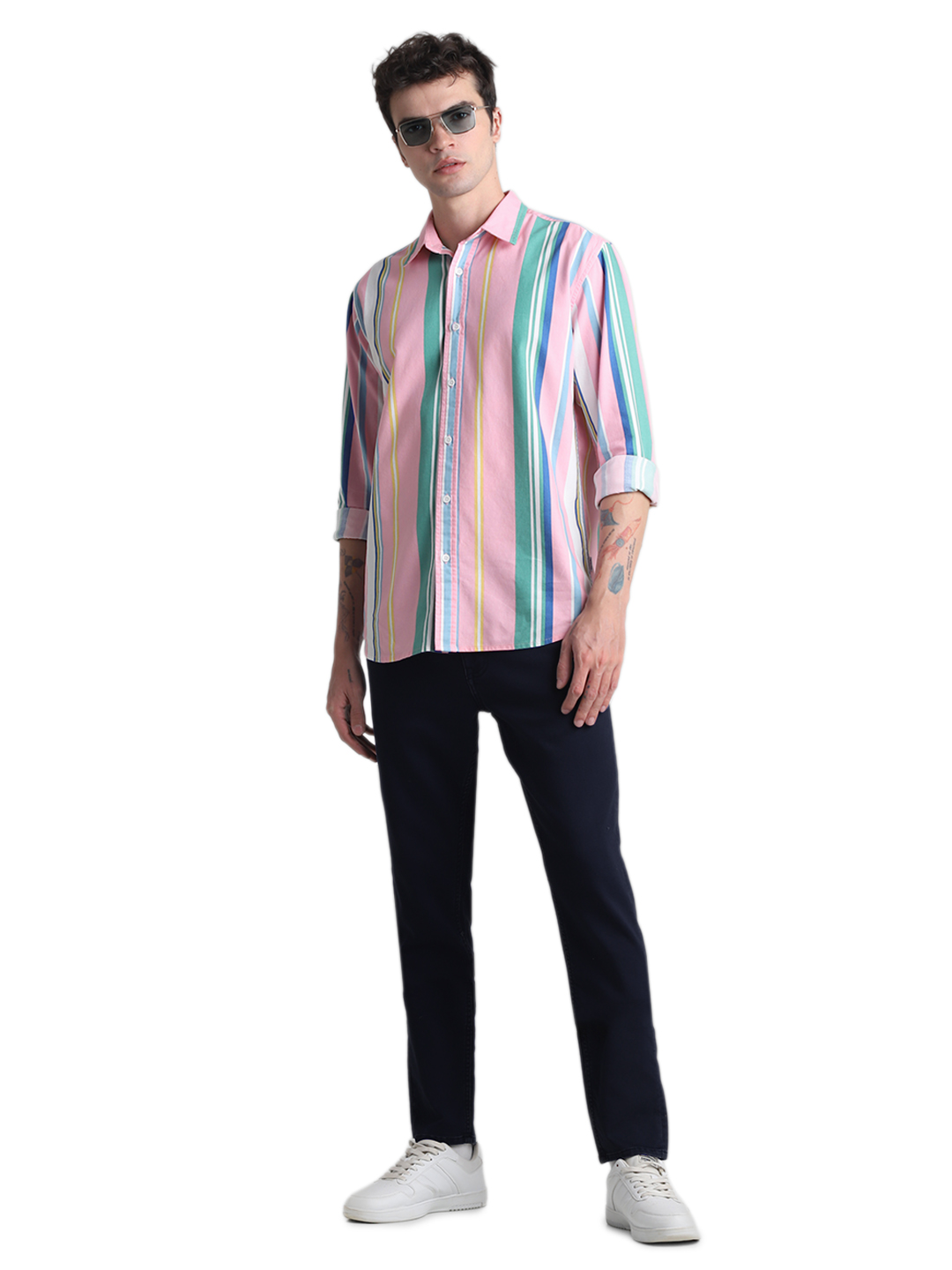 Jack & Jones Men's Straight Fit Solid Dark Blue Pant