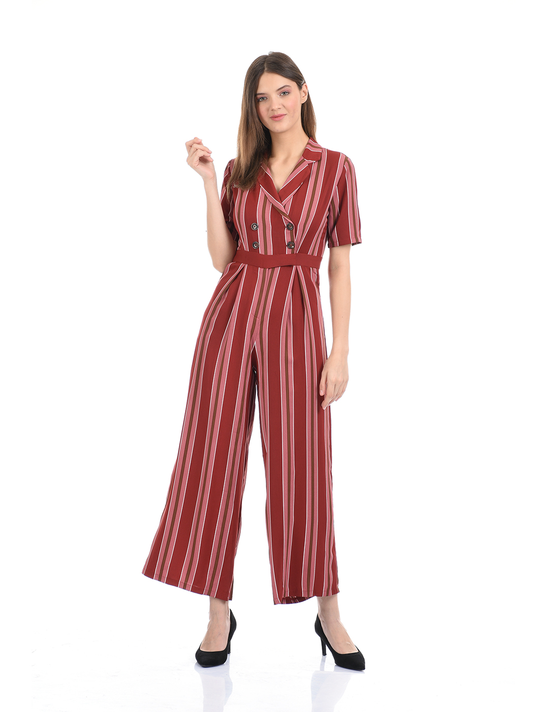 Madame Women Maroon Jumpsuit