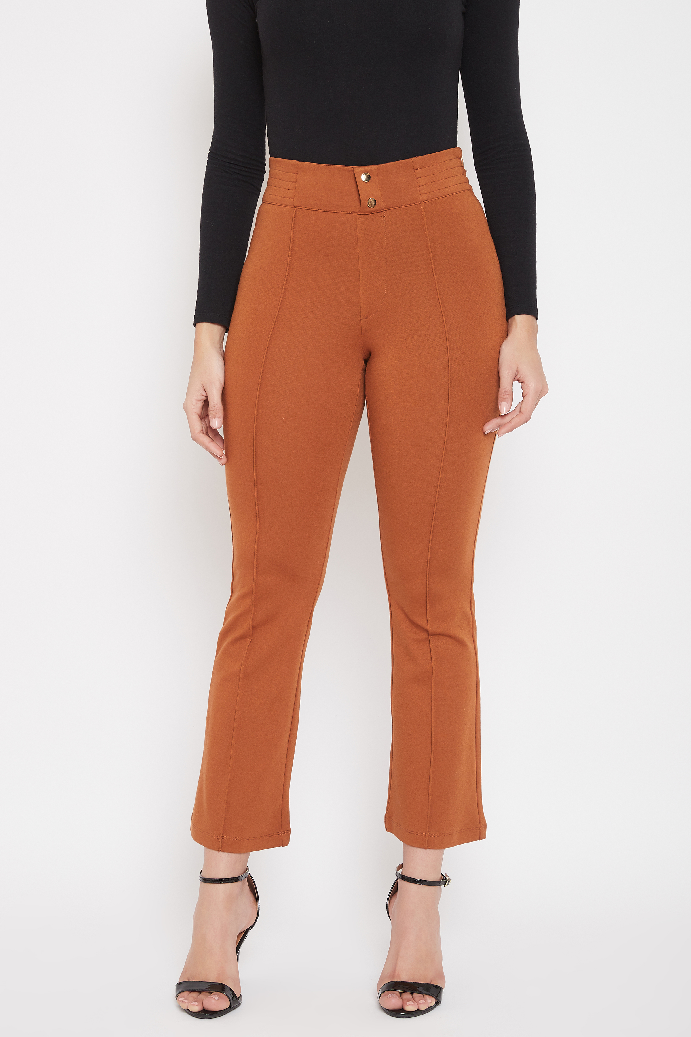 Madame Women Brown Bootcut Jegging