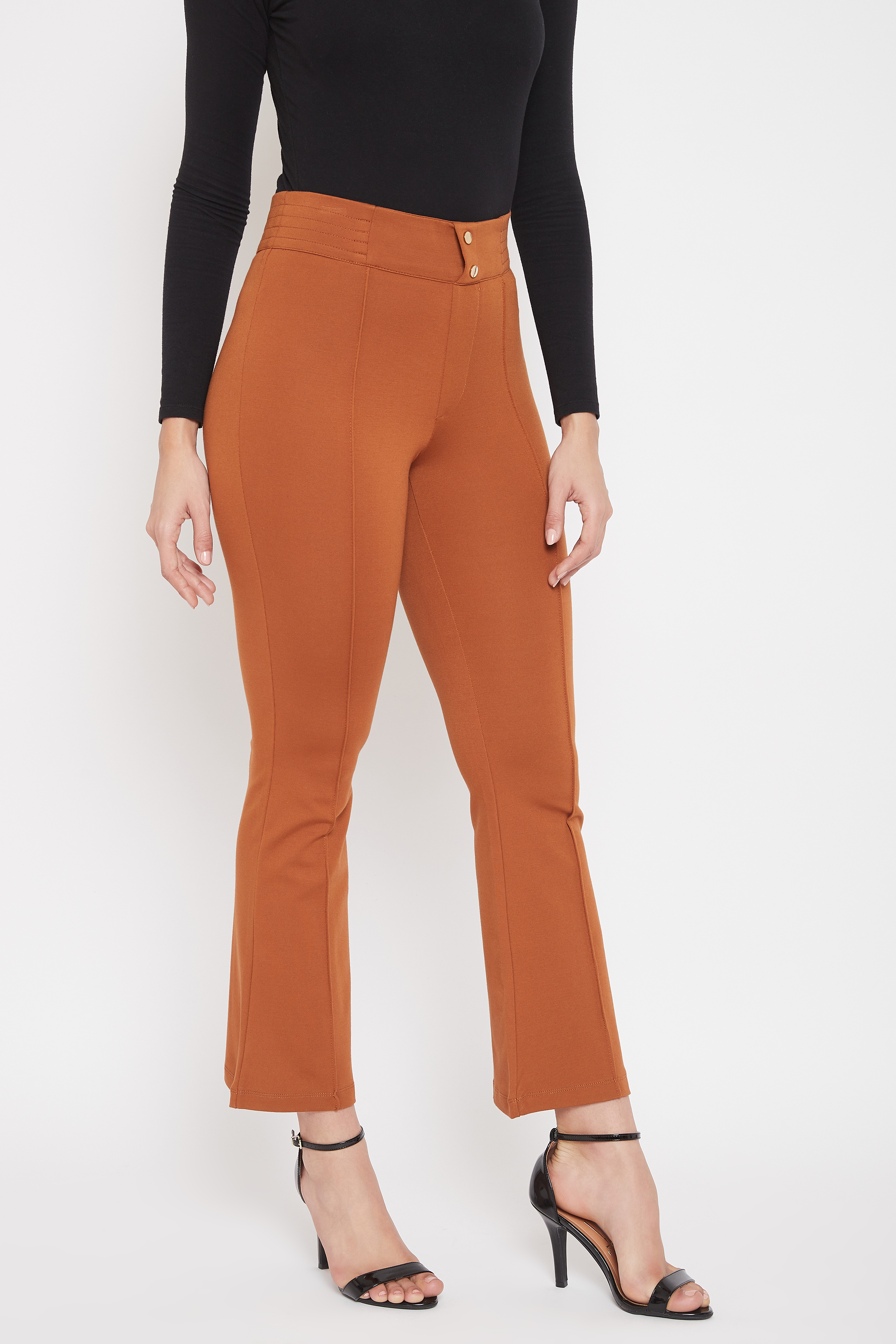 Madame Women Brown Bootcut Jegging
