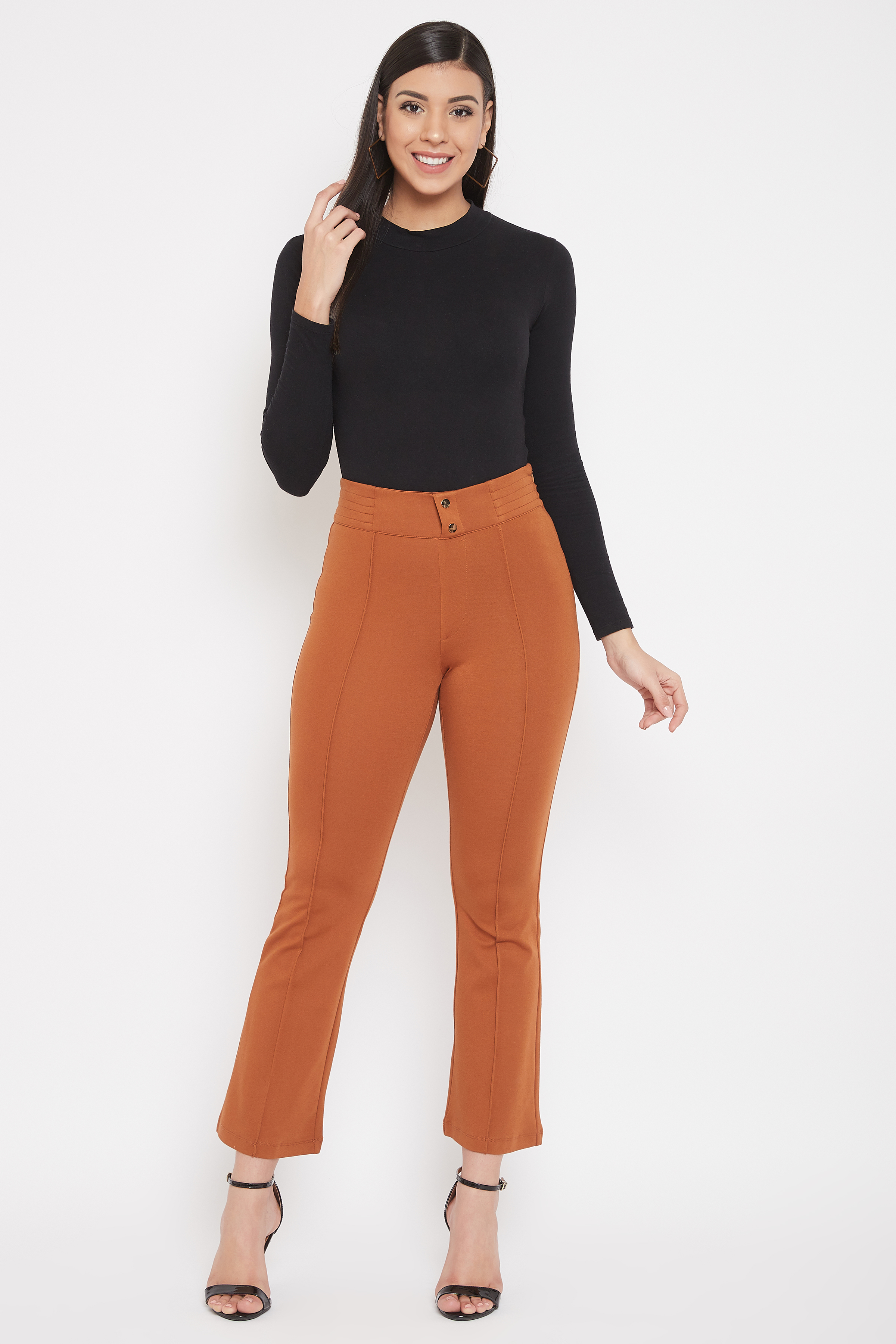 Madame Women Brown Bootcut Jegging