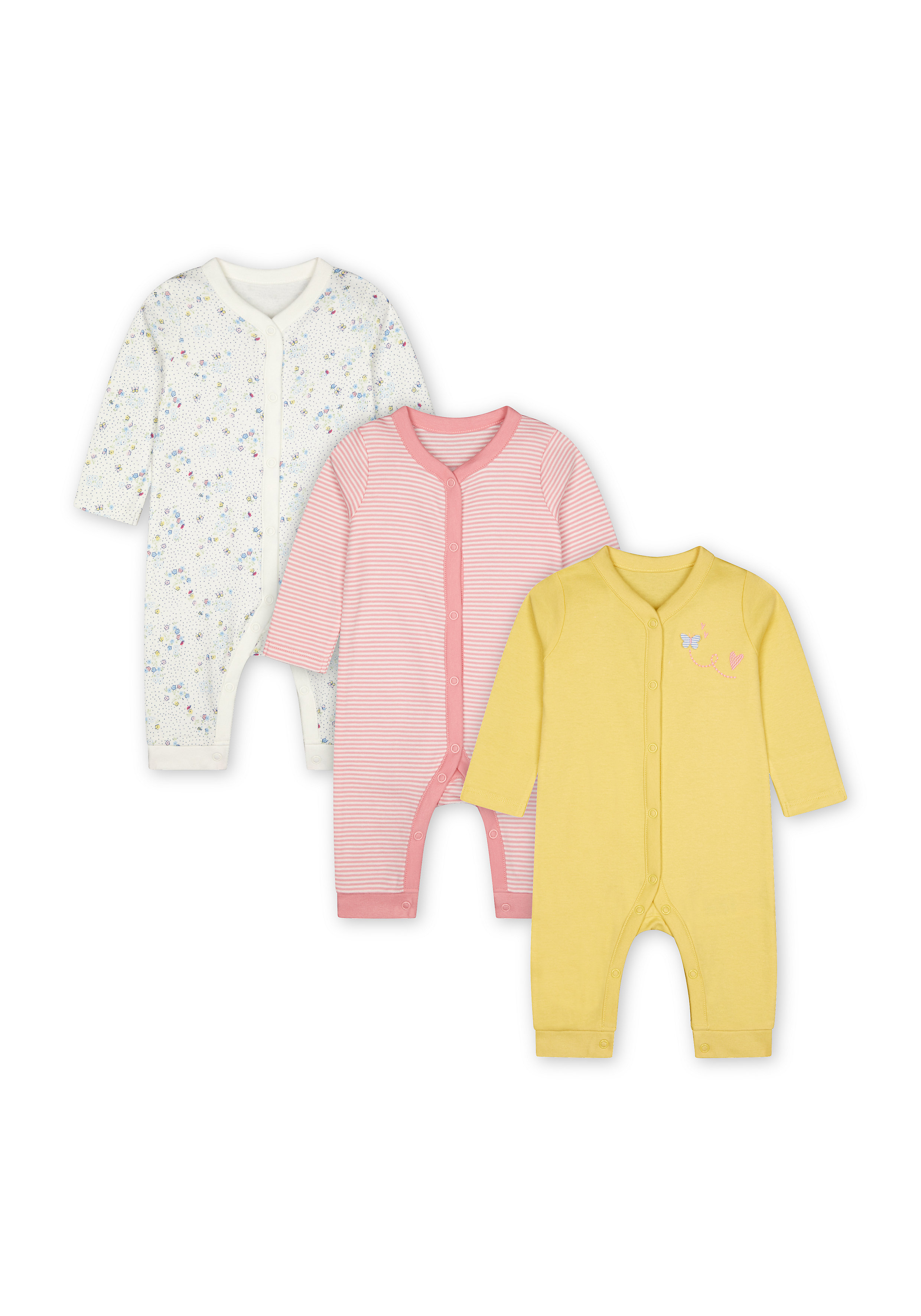 Mothercare Baby Girl Casual Wear Multicolor Sleepsuits (Pack of 3)