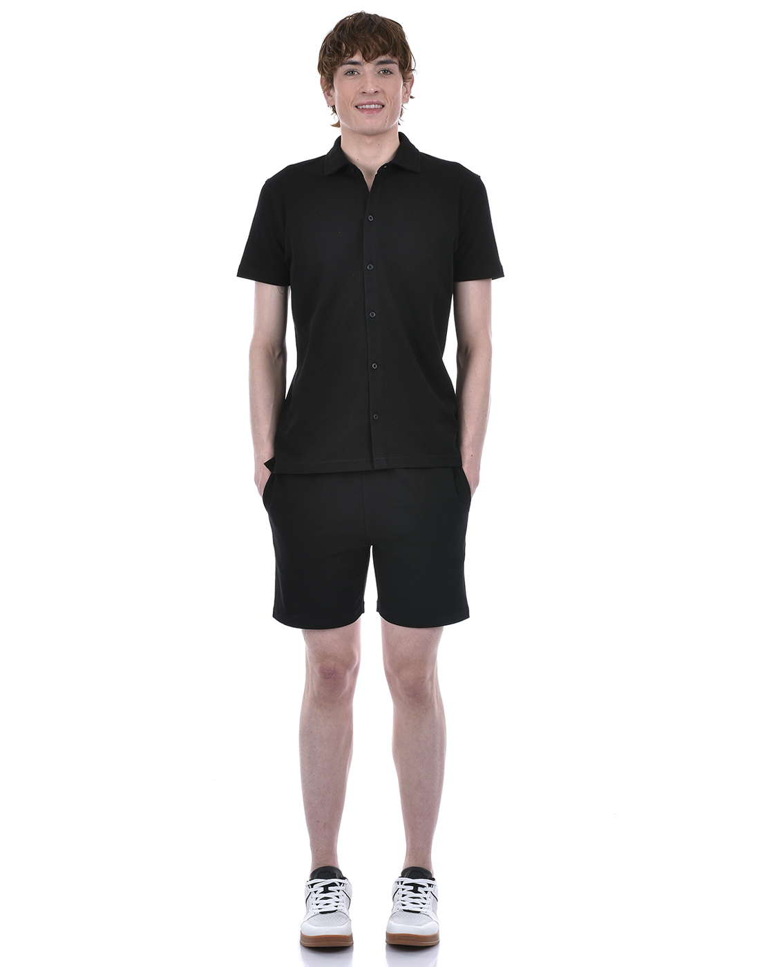 Oneway Men Solid Black Co-Ord Set