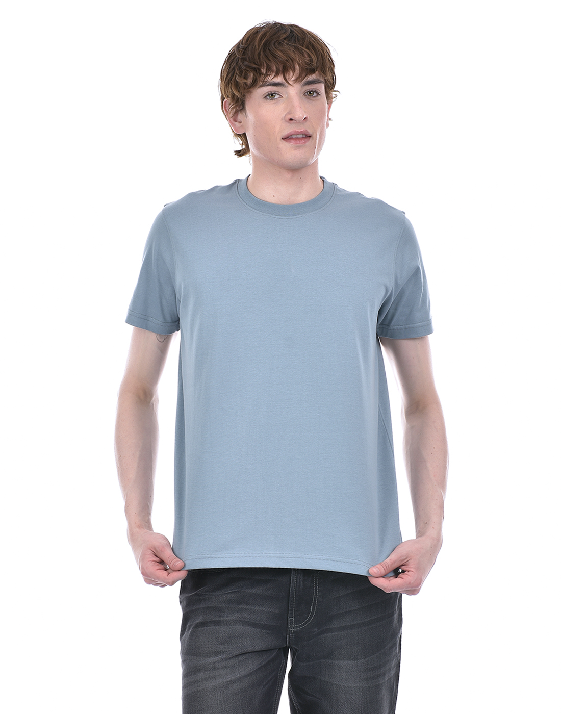 Oneway Men Solid Blue T-Shirt