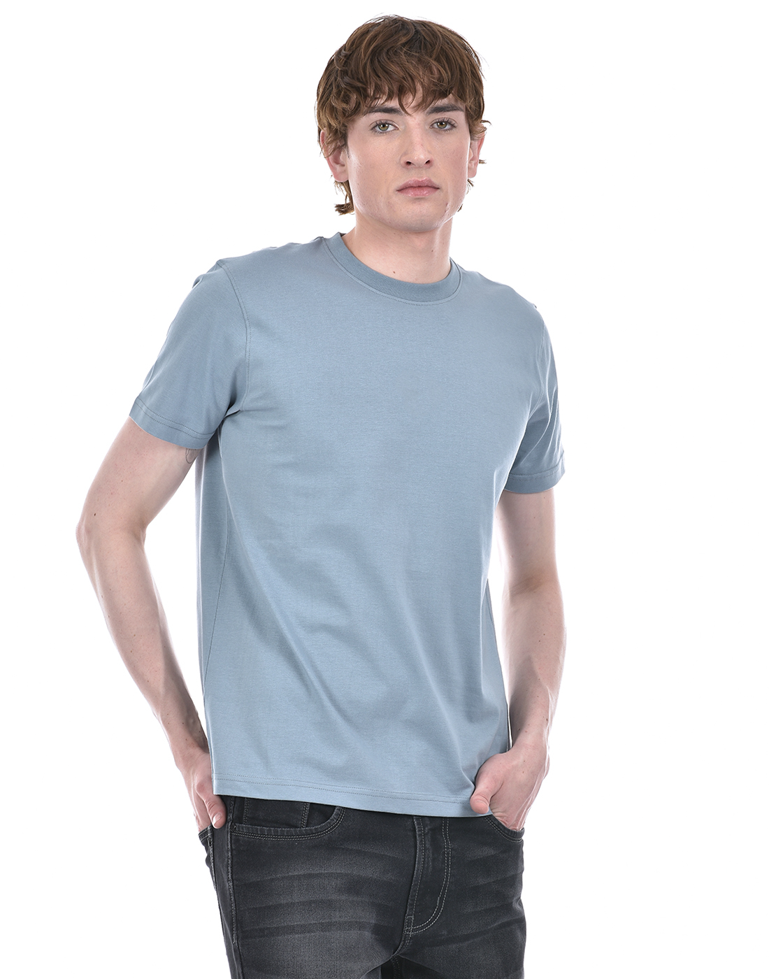 Oneway Men's Short Sleeve Regular Fit Blue Round Neck T-Shirt