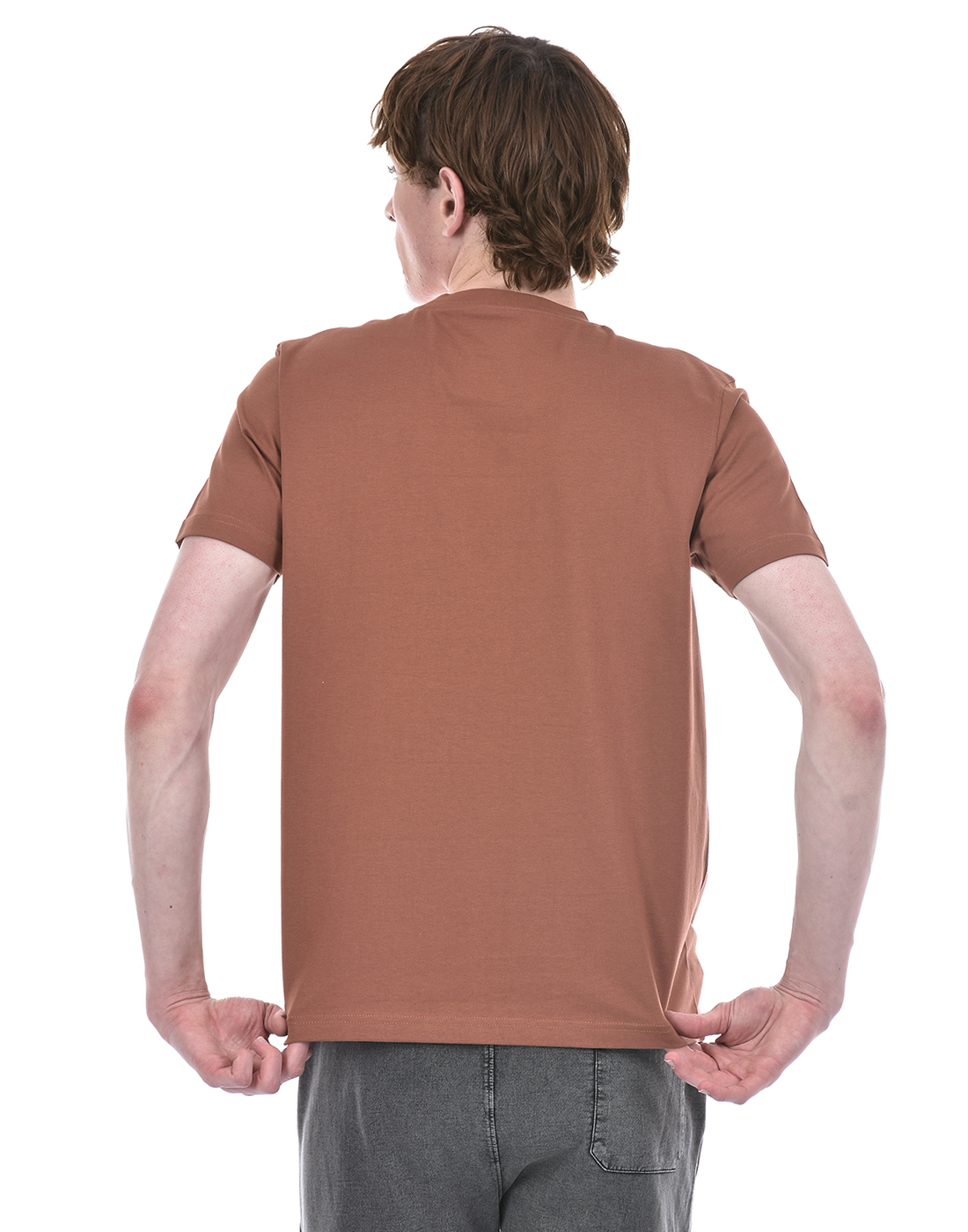 Oneway Men's Short Sleeve Regular Fit Brown Round Neck T-Shirt