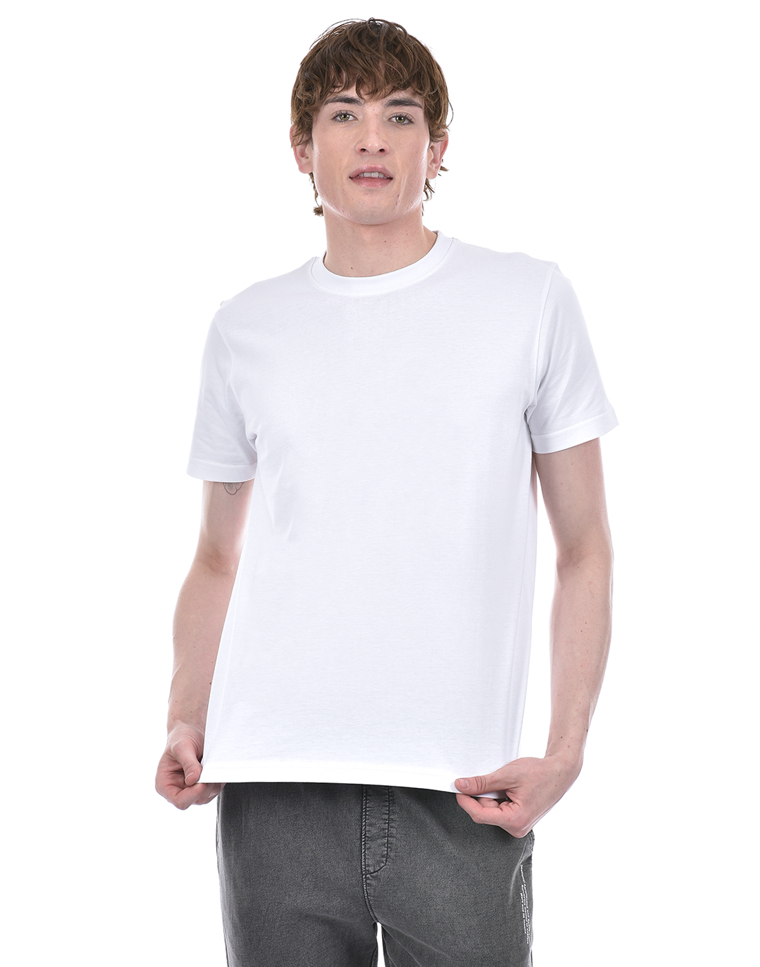 Oneway Men Solid White T-Shirt