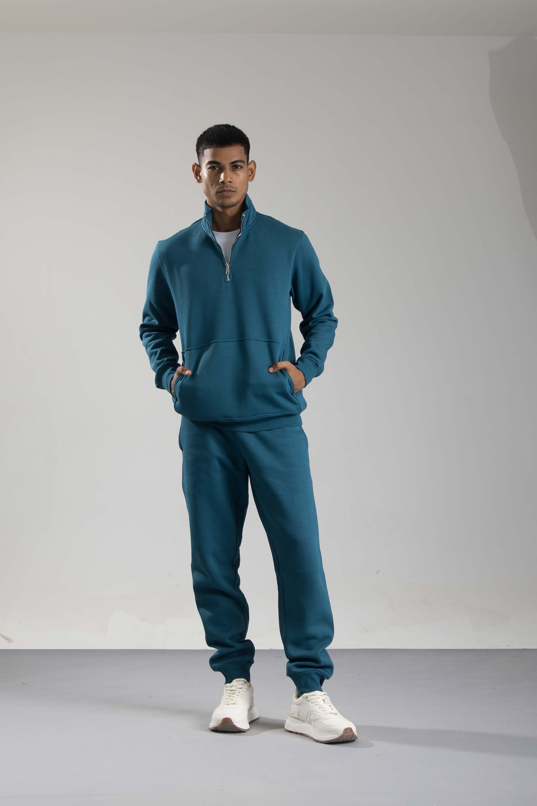 Oneway Men Solid Turquoise Track Suit