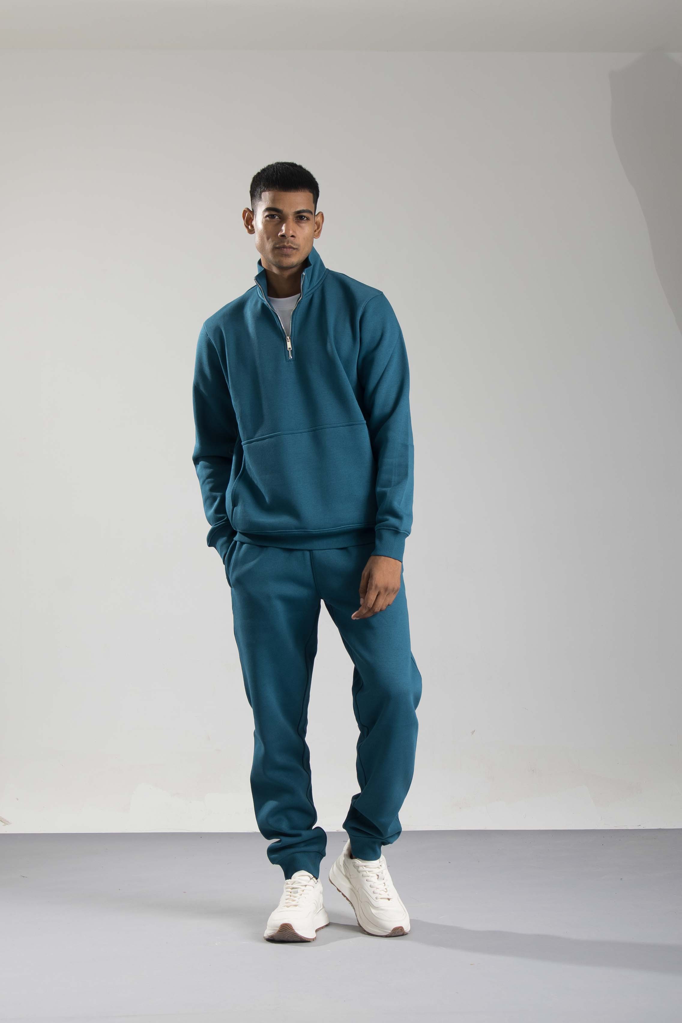Oneway Men Solid Turquoise Track Suit