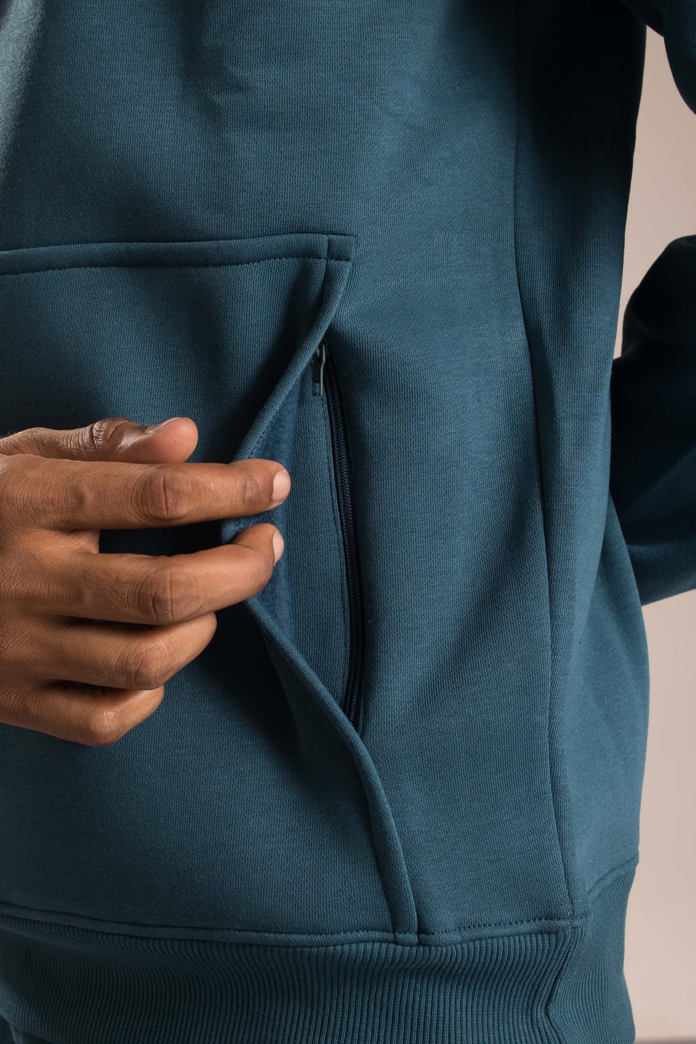 Oneway Men Solid Turquoise Track Suit