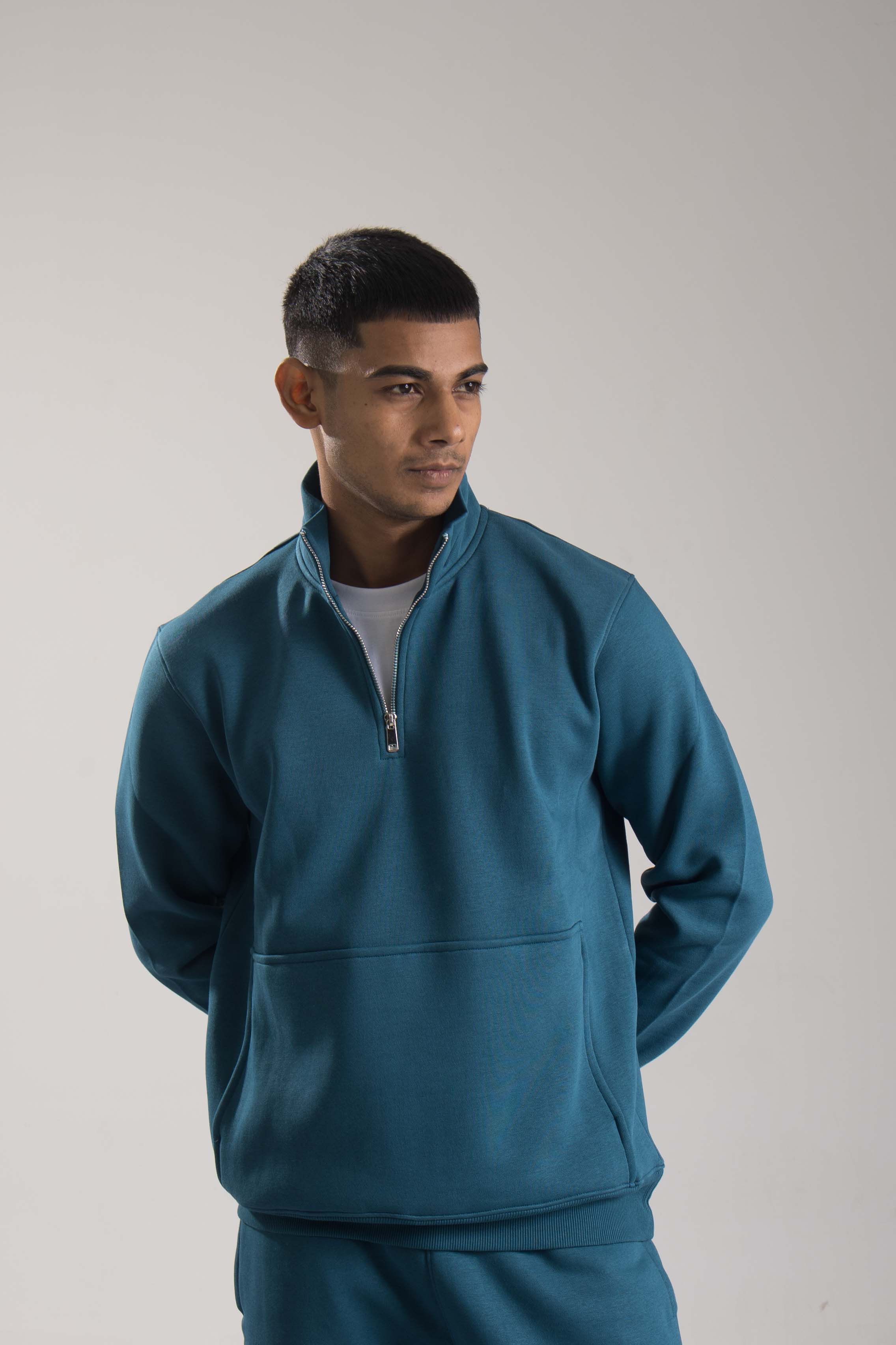Oneway Men Solid Turquoise Track Suit