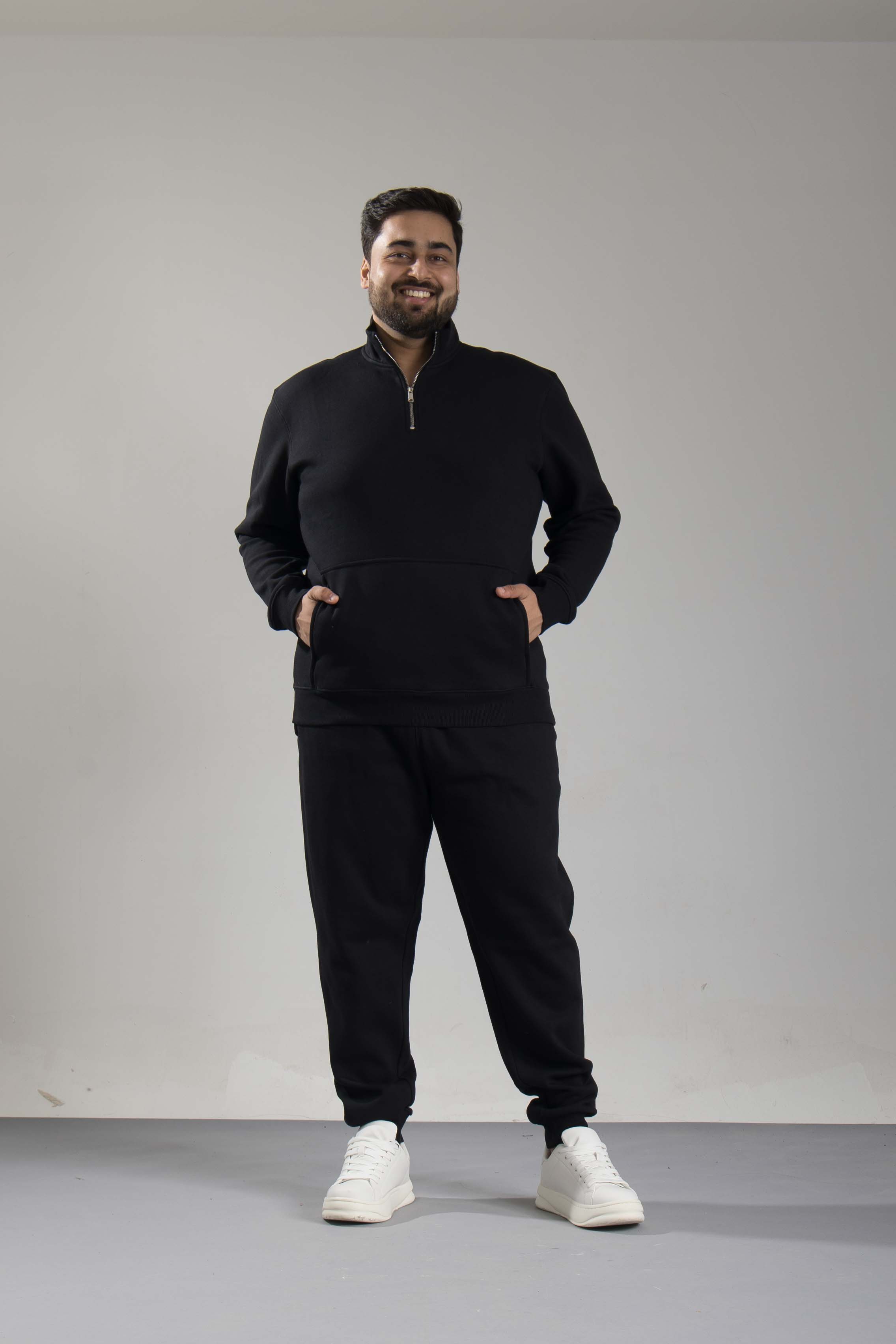 Oneway Men Solid Black Track Suit