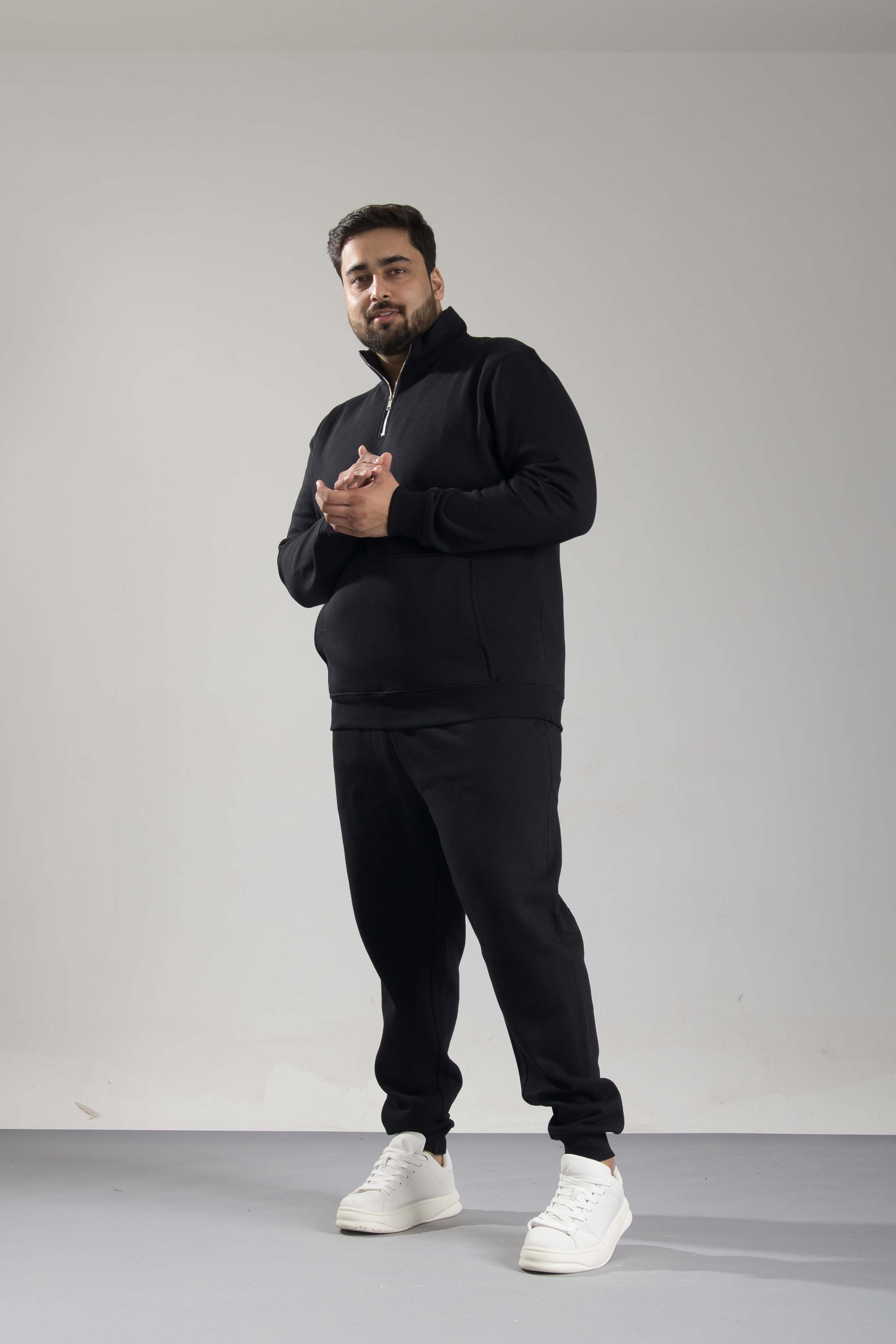 Oneway Men Solid Black Track Suit