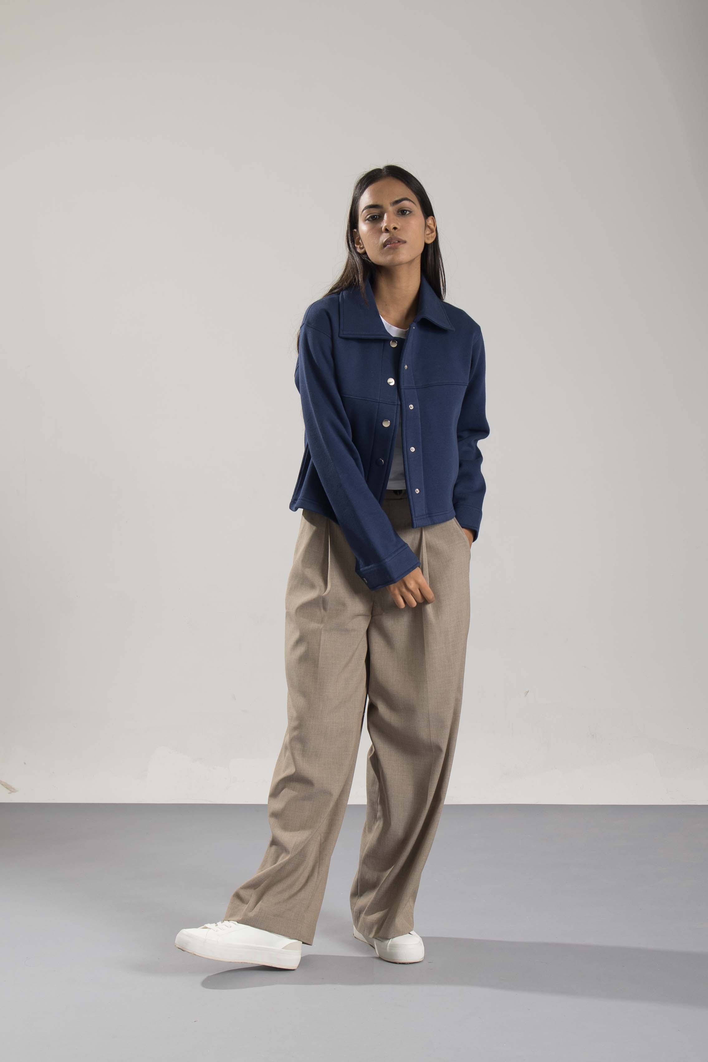 Oneway Women Solid Navy Coat
