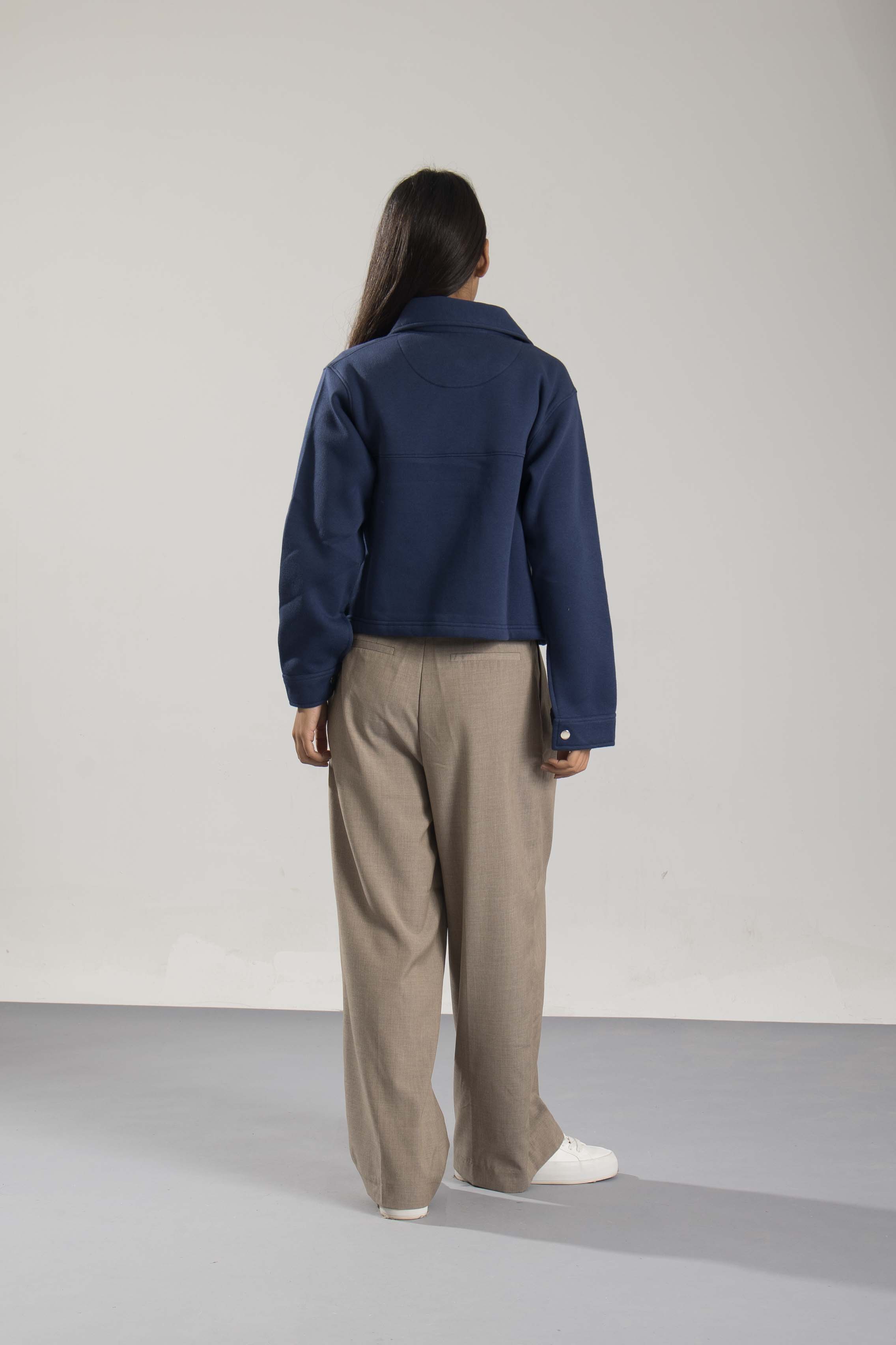 Oneway Women Solid Navy Coat
