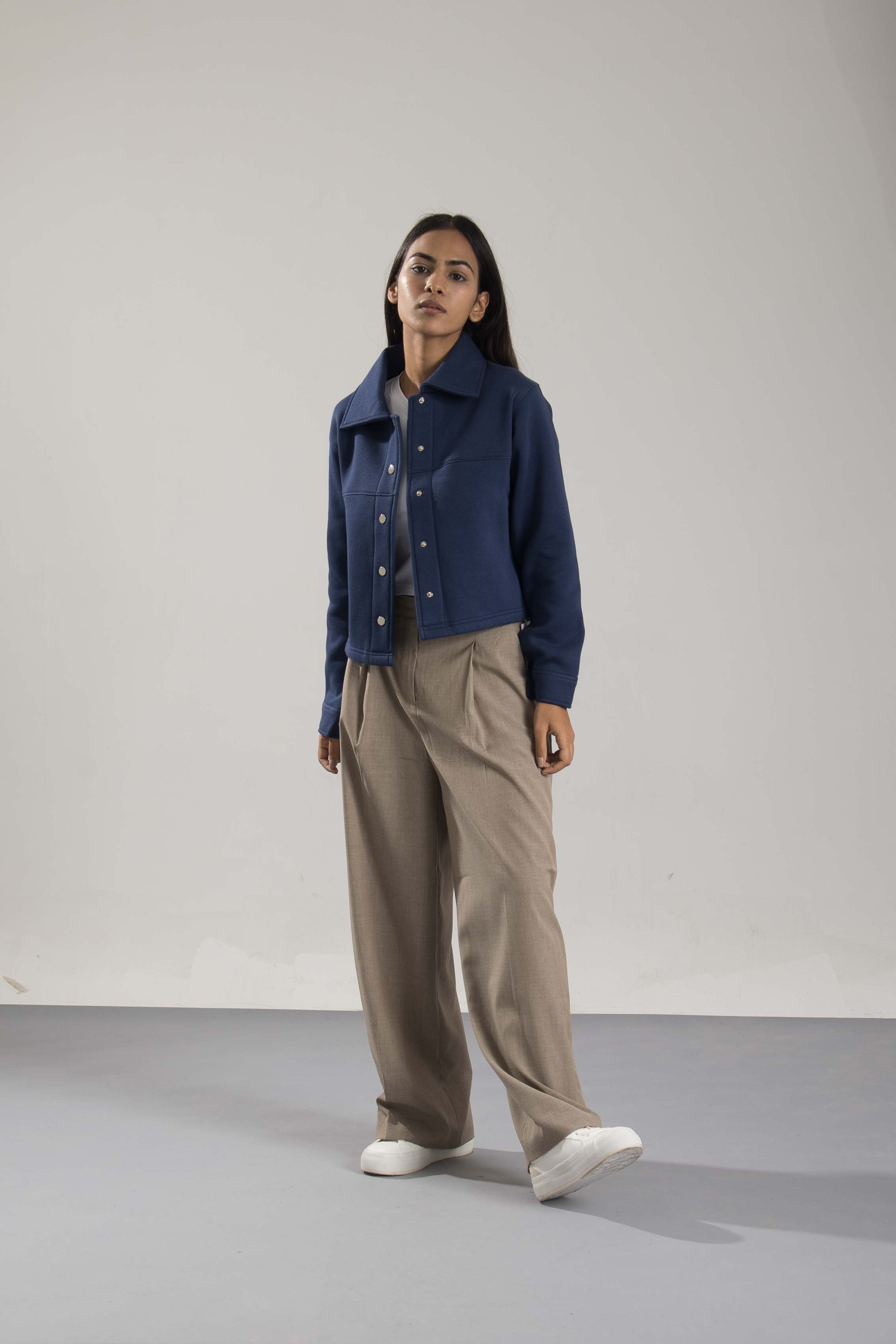 Oneway Women Solid Navy Coat