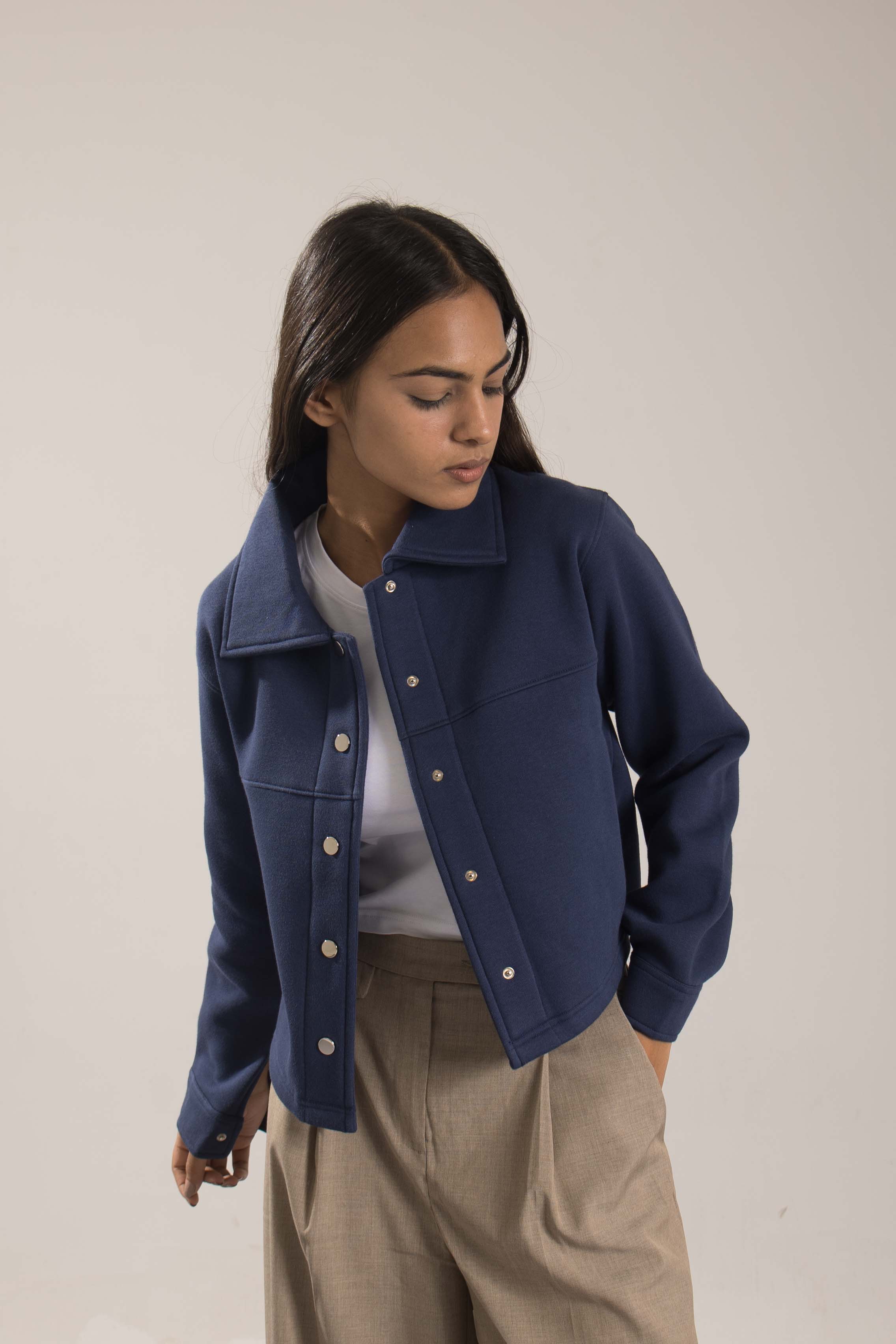 Oneway Women Solid Navy Coat