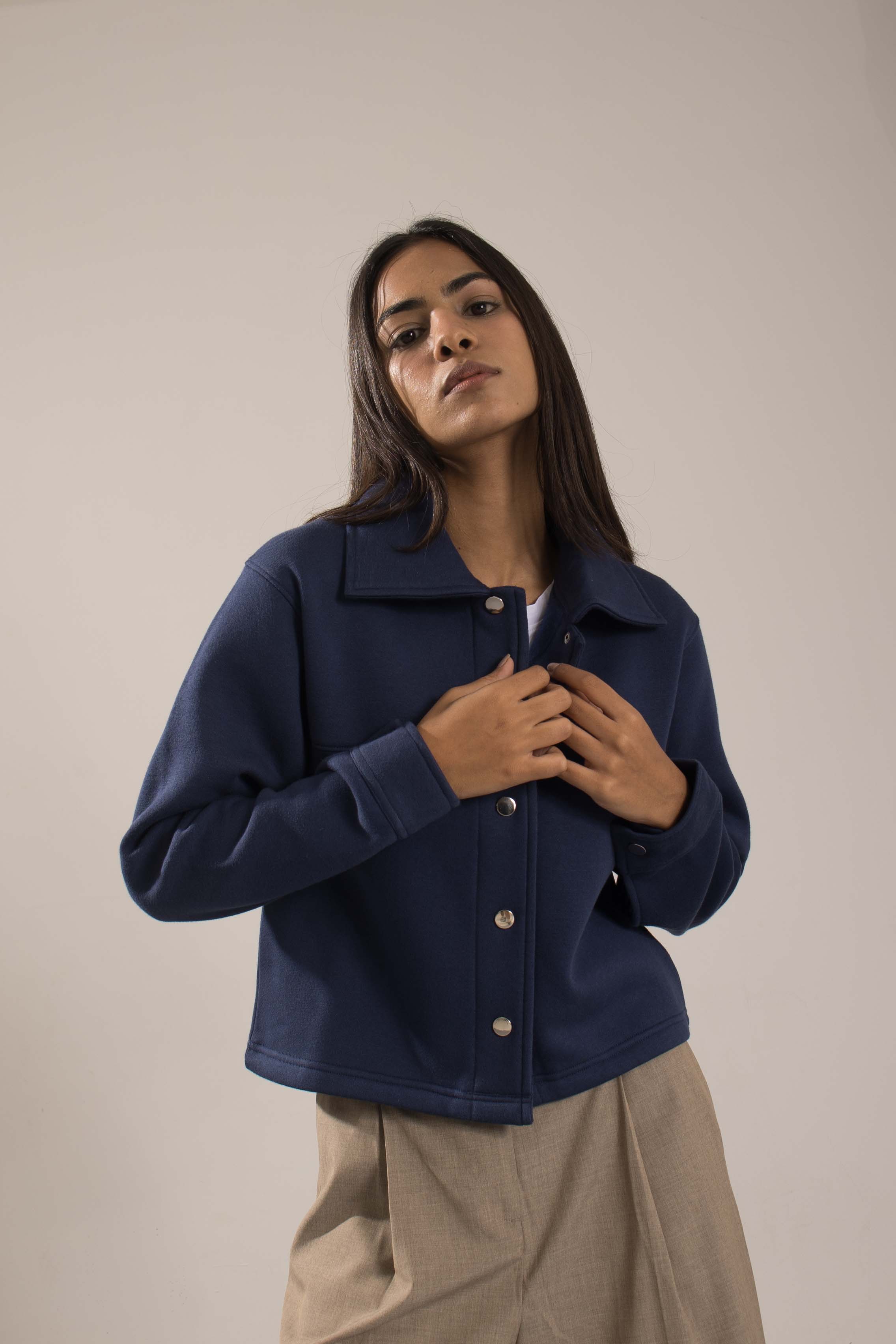 Oneway Women Solid Navy Coat