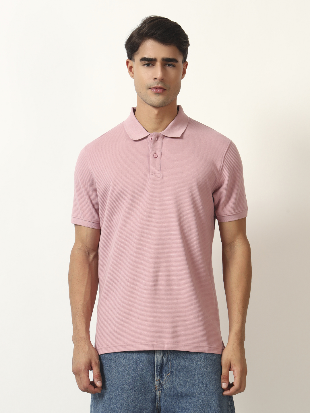 Oneway Men Solid Regular Fit Purple Tshirt