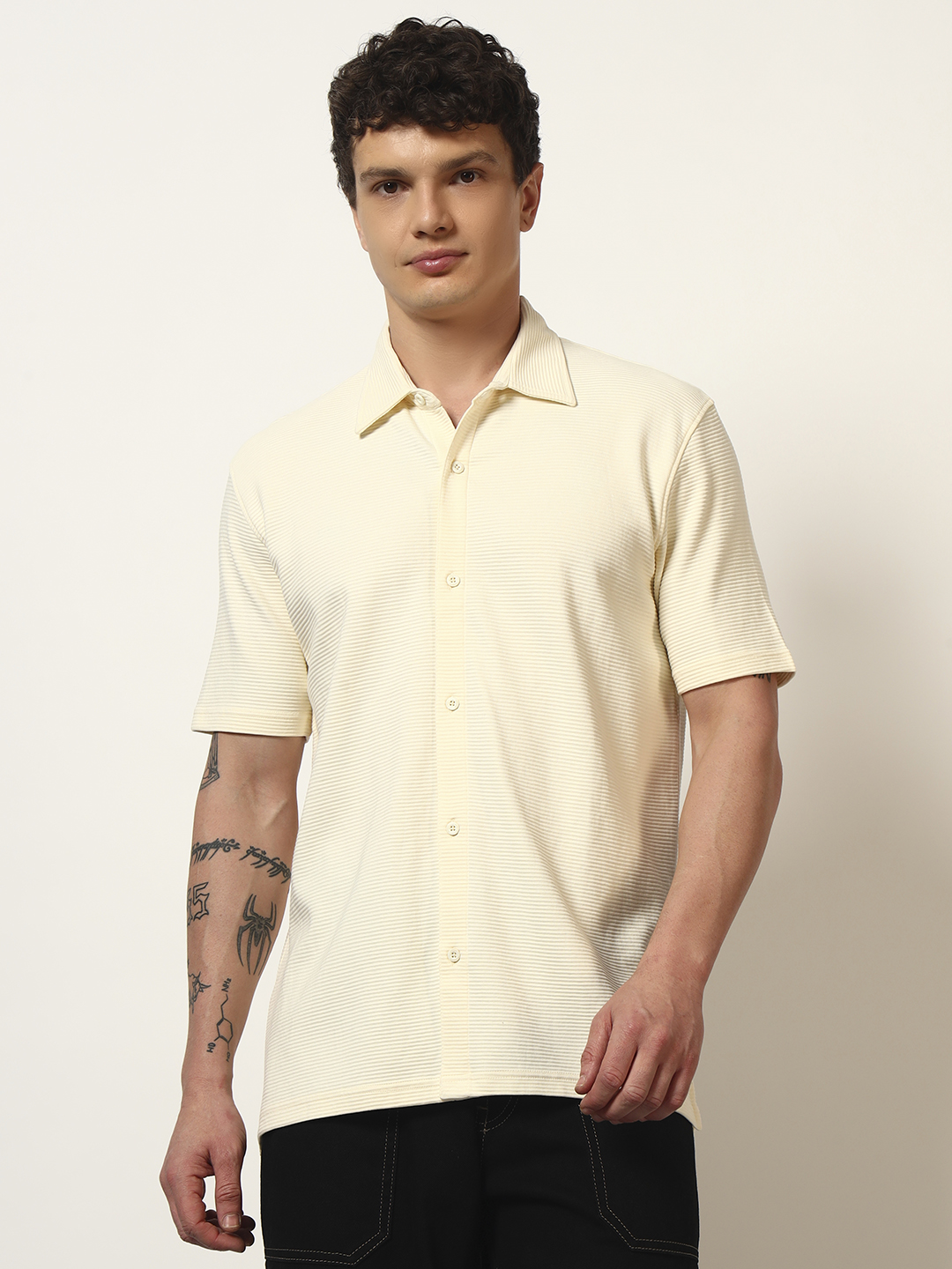 Oneway Men's Solid Loose Fit Shirt